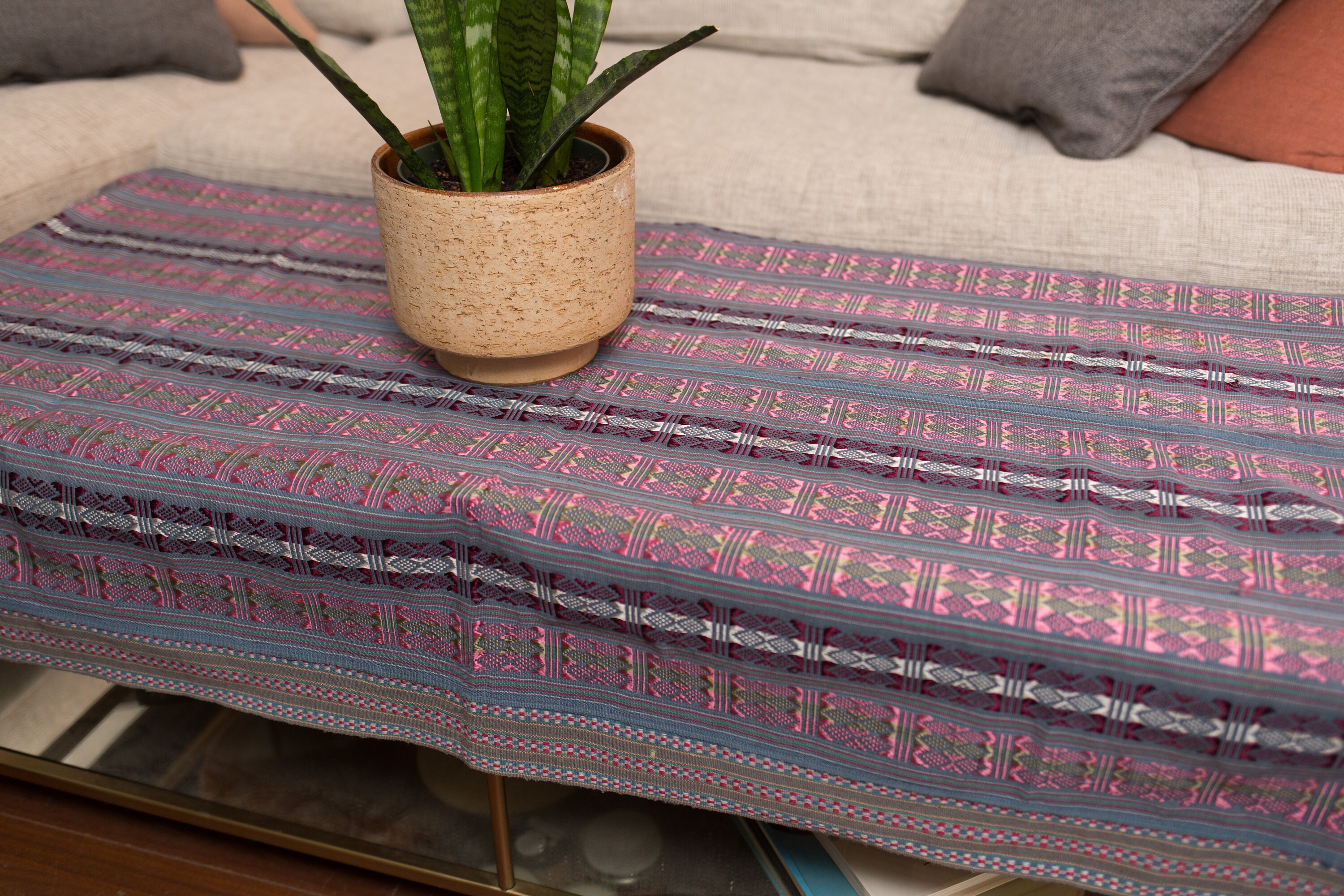 Vintage Purple Tablecloth East Indian / African / Moroccan Geometric