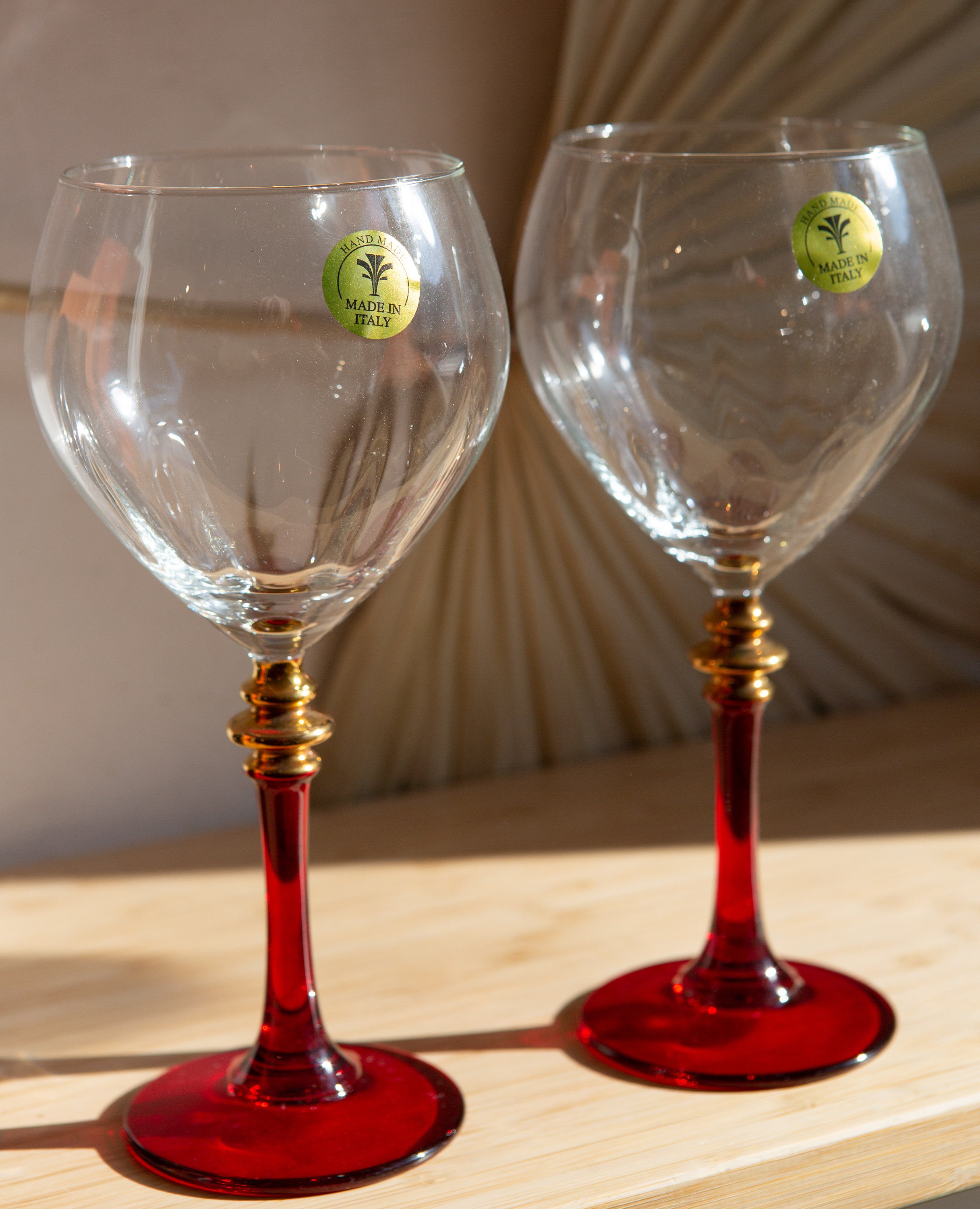 4 Vintage Ruby Red Wine Glasses 12oz Cristalleria Italy glasses