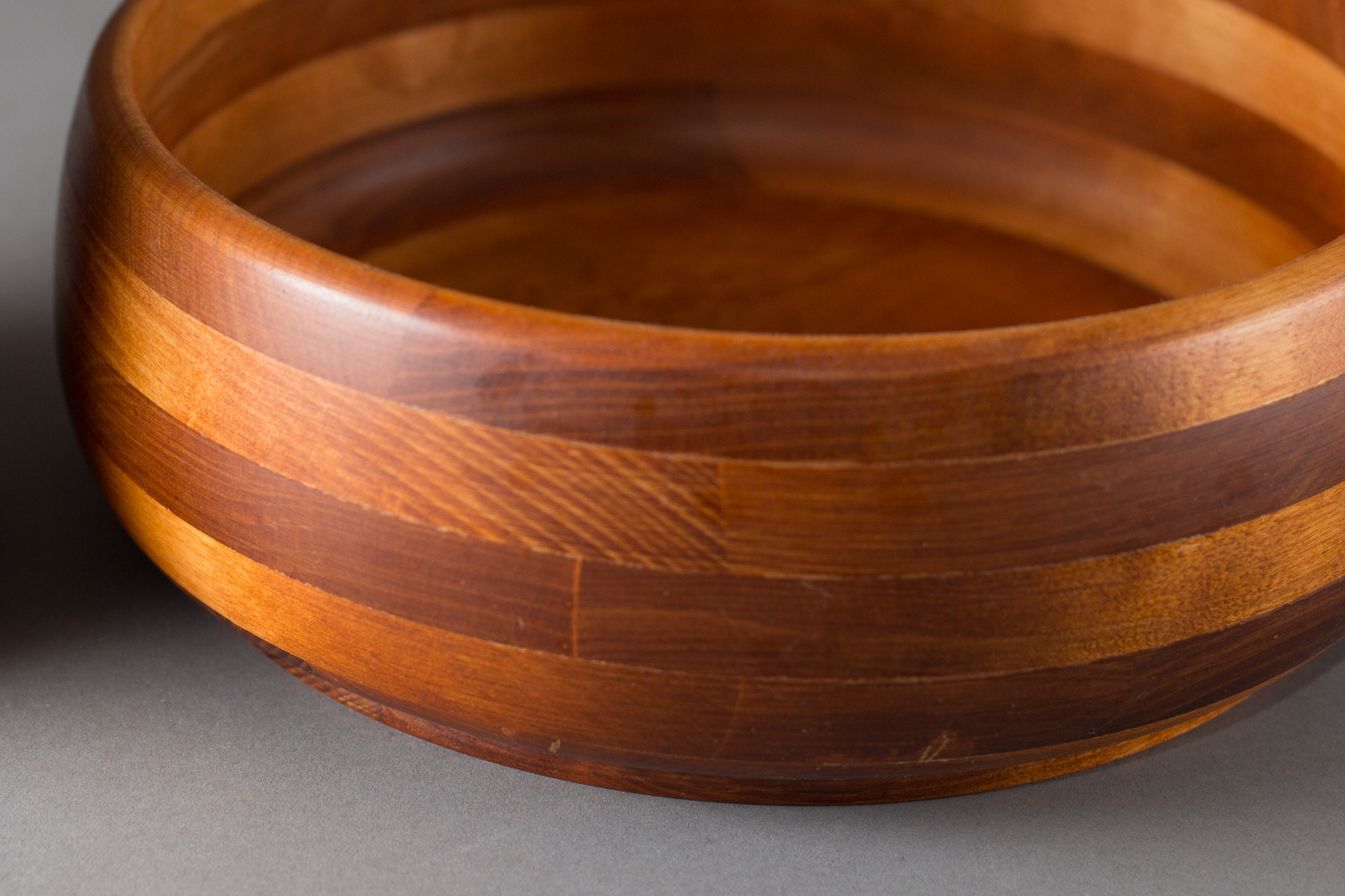 Wood Salad Bowl Set Set of 5 Vintage Solid Maple Wood Food Safe