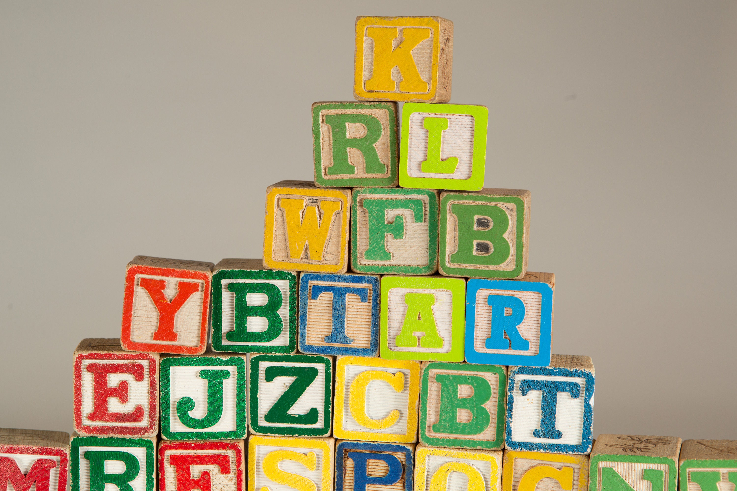 Vintage Wood Letter Blocks 122 Piece Wooden Colourful Vintage Double