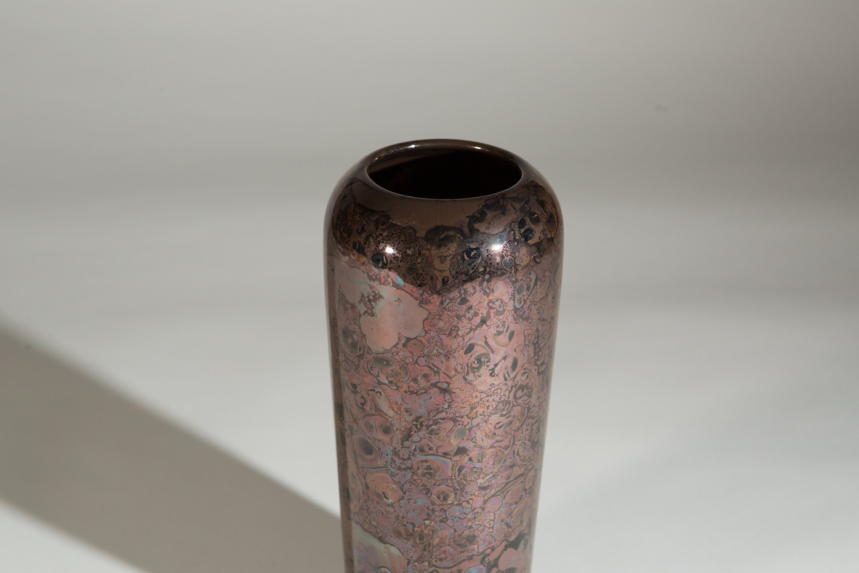 Vintage Metallic Vase Bronze / Brown Coloured Ceramic Vase with Oil