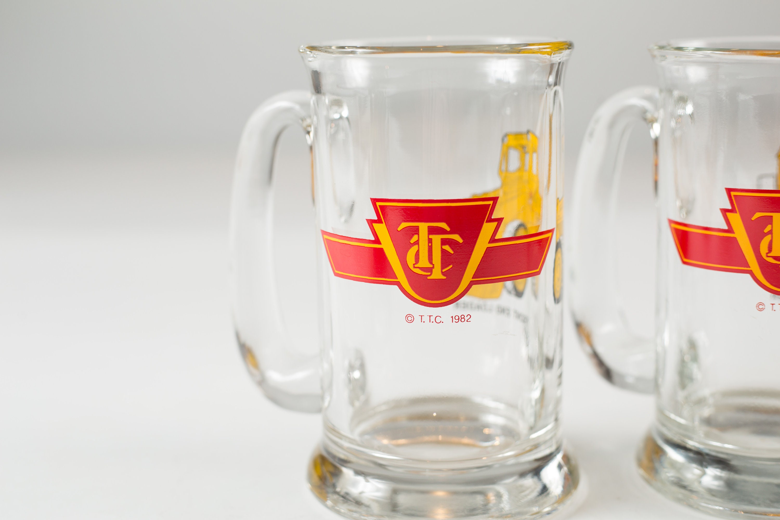 TTC Beer Mugs Toronto Transit Commission Glasses Vintage Drinking Front End Loader and Jet