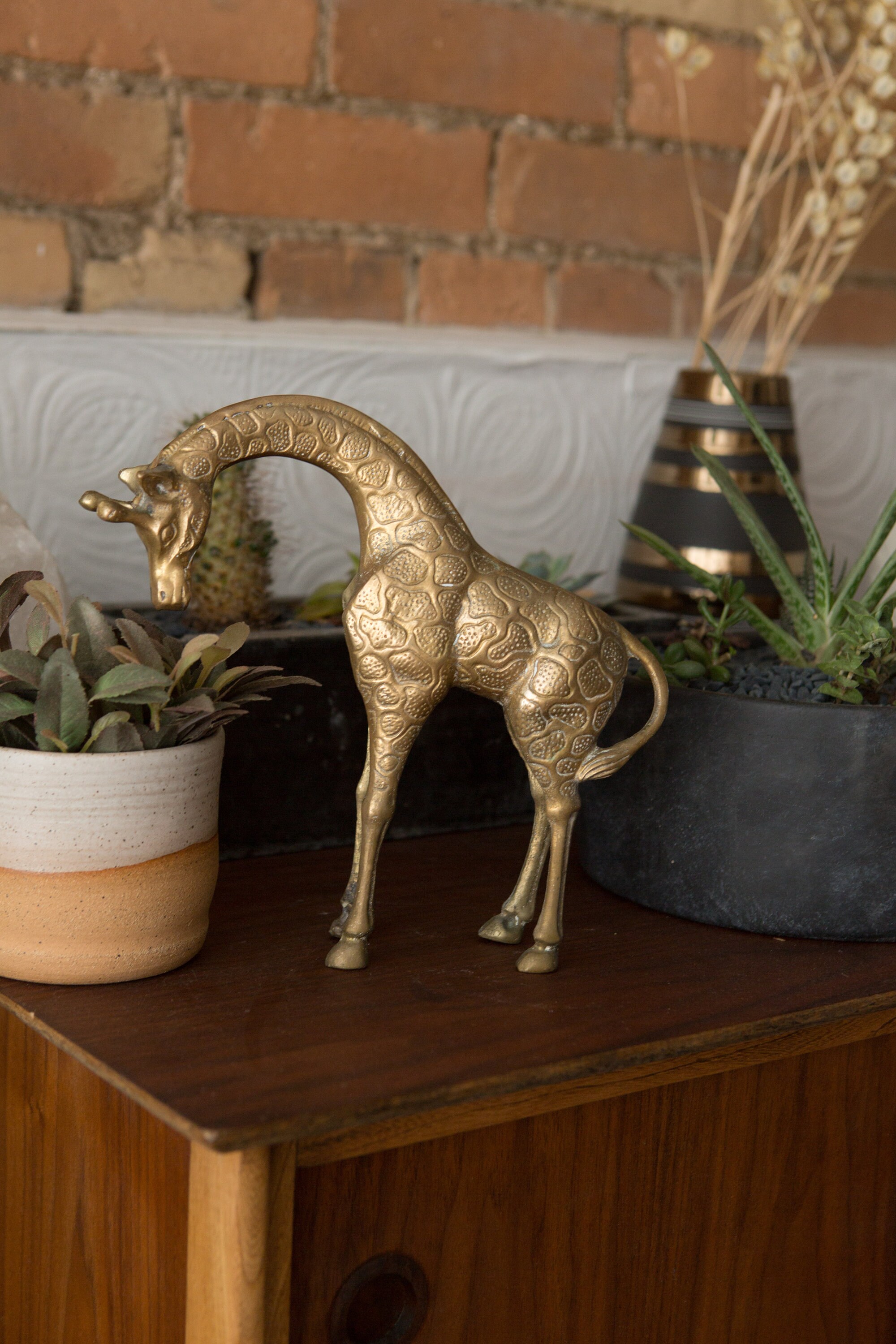 Vintage Brass Giraffe Gold Colored African Safari Animal Home