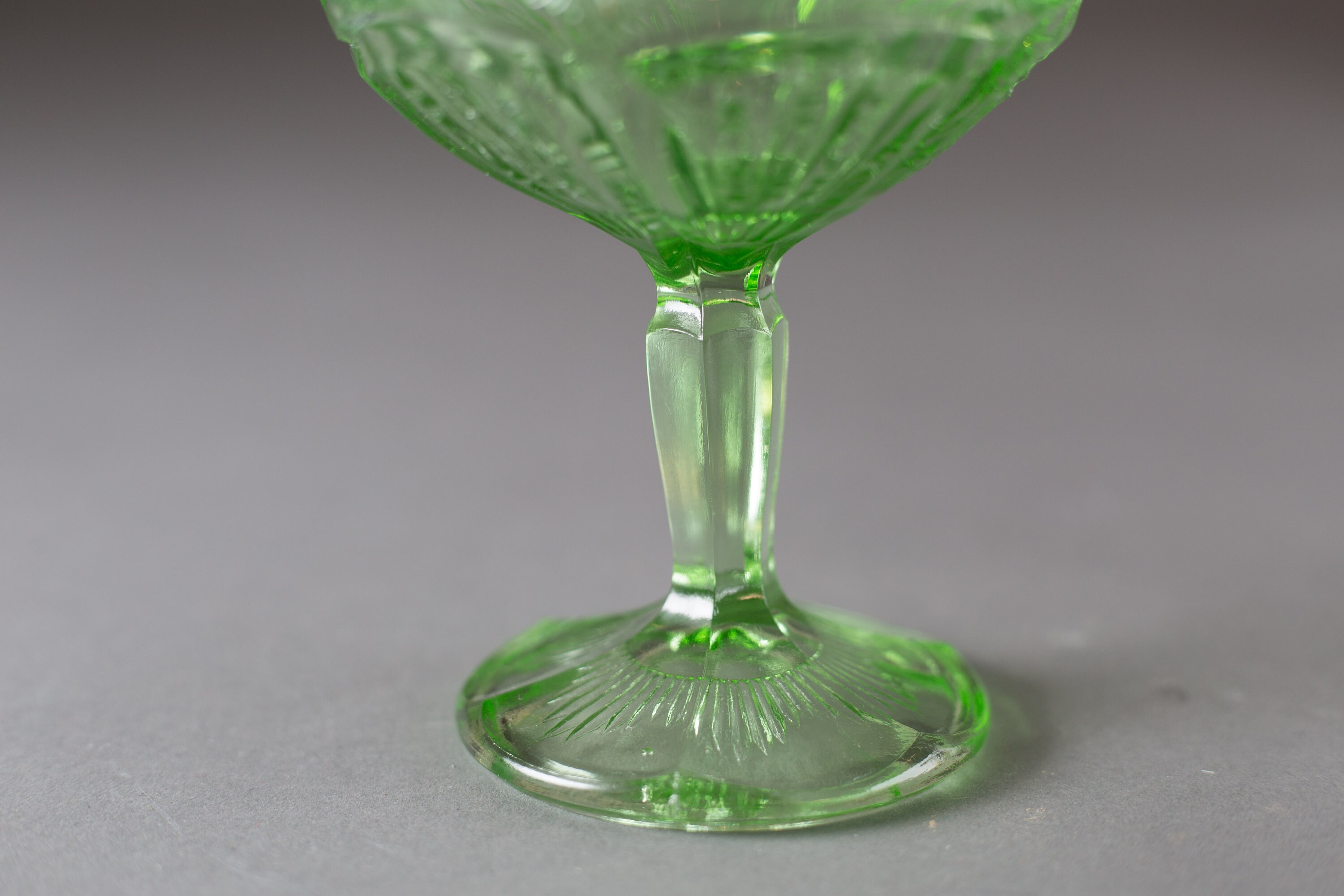 Green Glass Candy Dish Vintage Depression Glass Collectible Stem Bowl