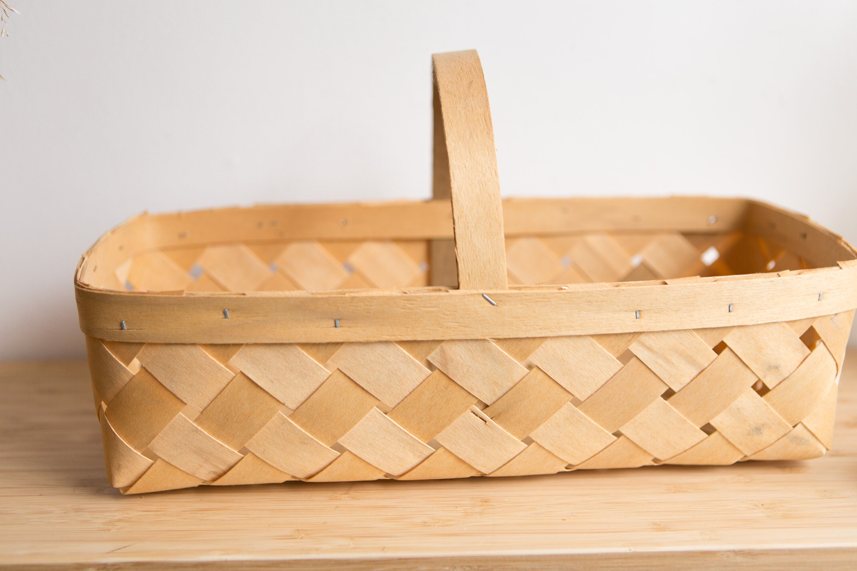 Vintage Apple Picking Basket Woven Wood Canadian Basket