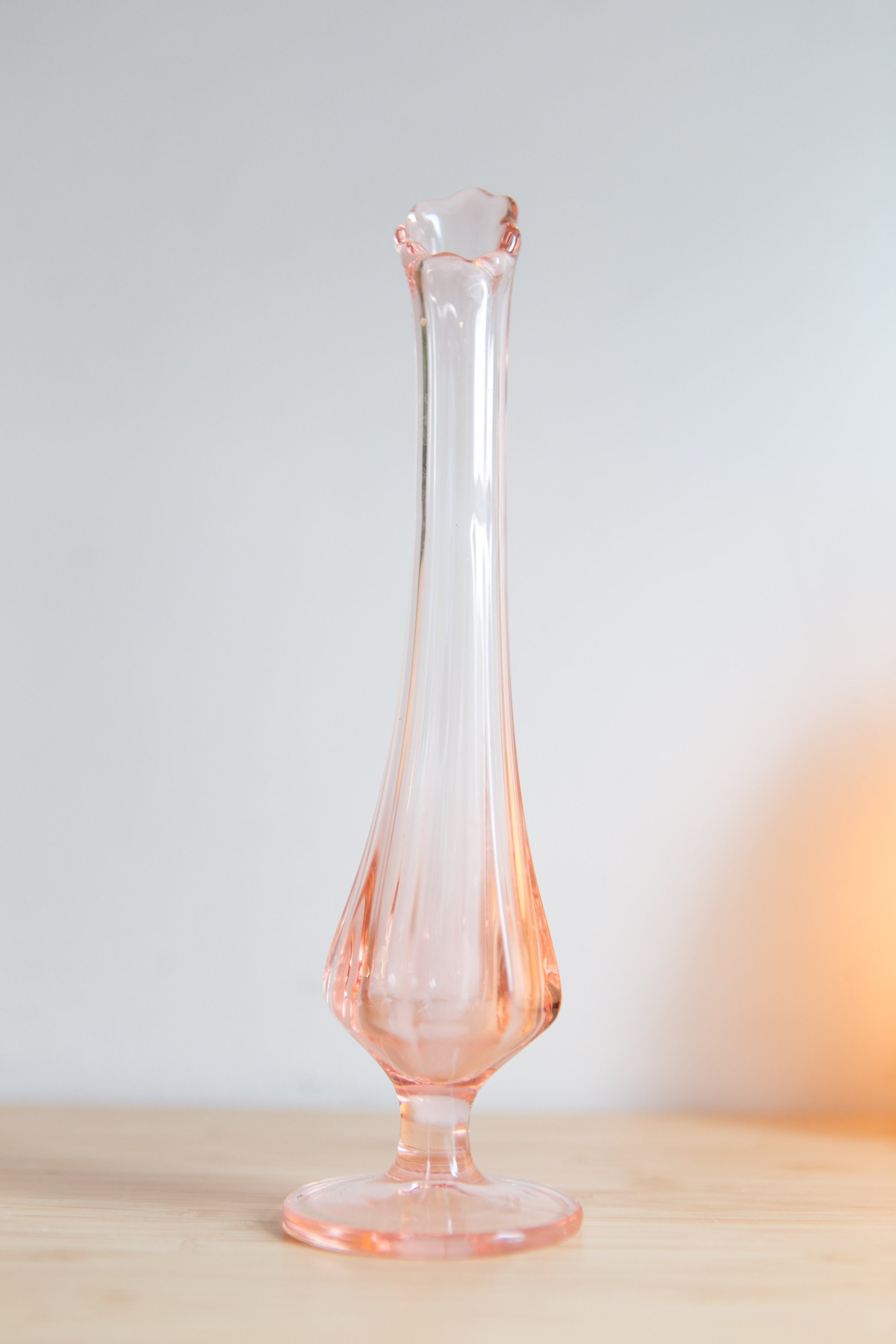 Antique Pink Glass Vase and dish - Vintage Depression Glass Decor