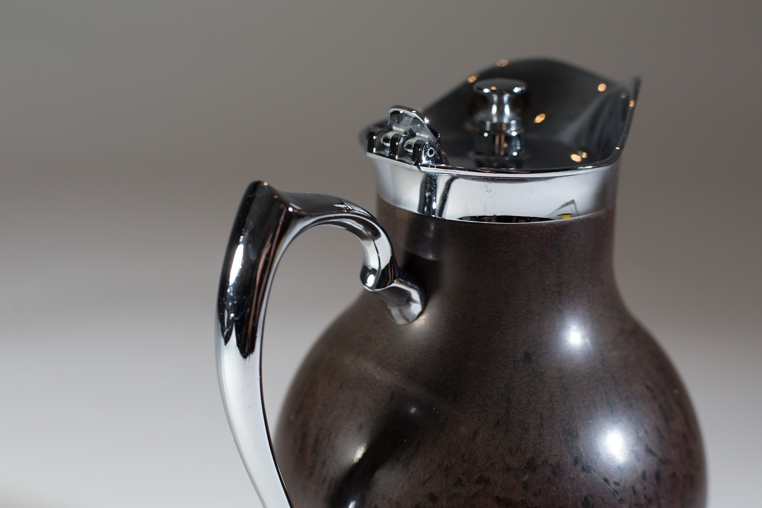 Vintage Thermos Pitcher 32oz Brown Tea Jug Stainless Steel Metal