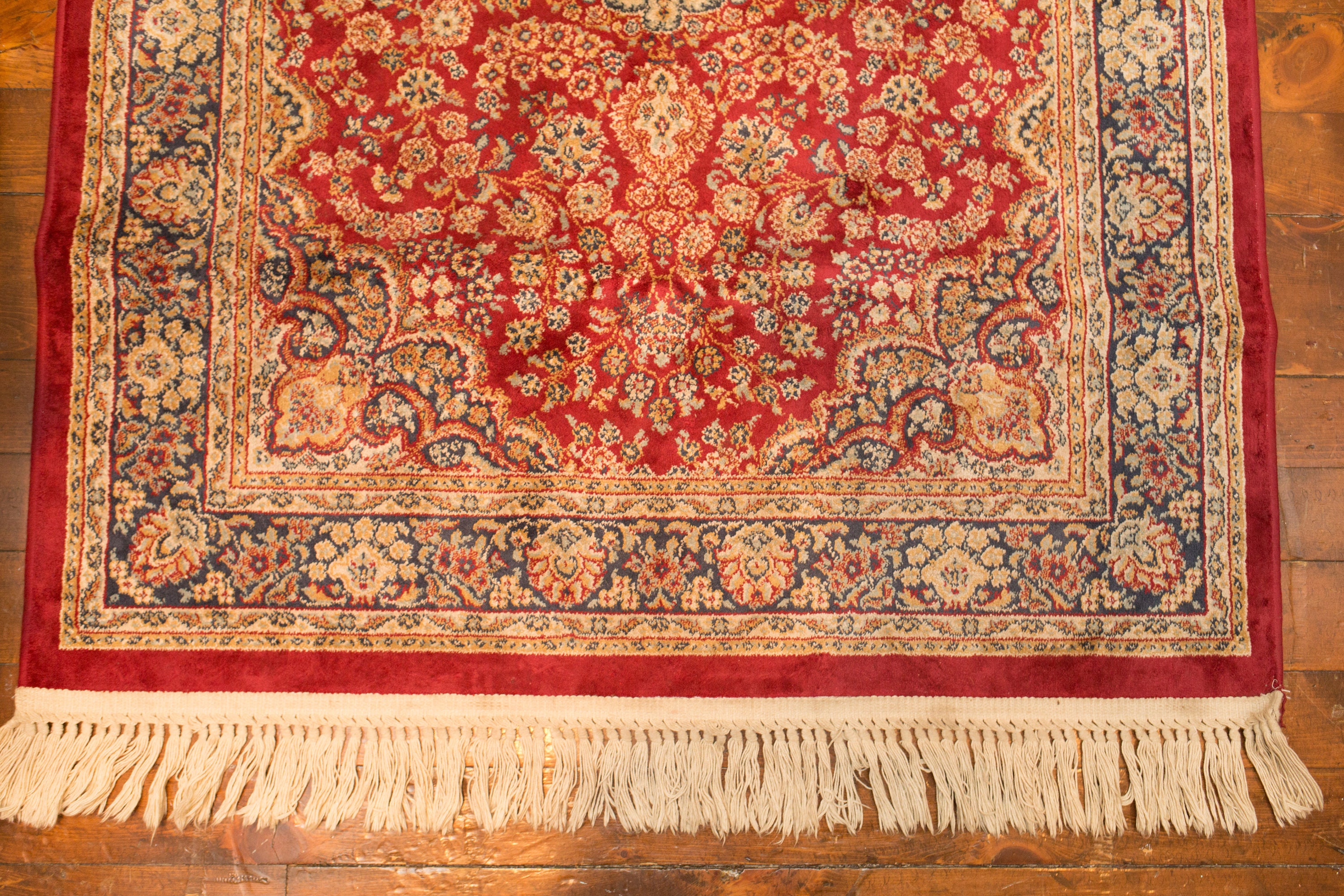 Vintage Persian Rug 63 x 40 Inch Beluchi Artificial Silk High Density Viscose Rug Multicolor