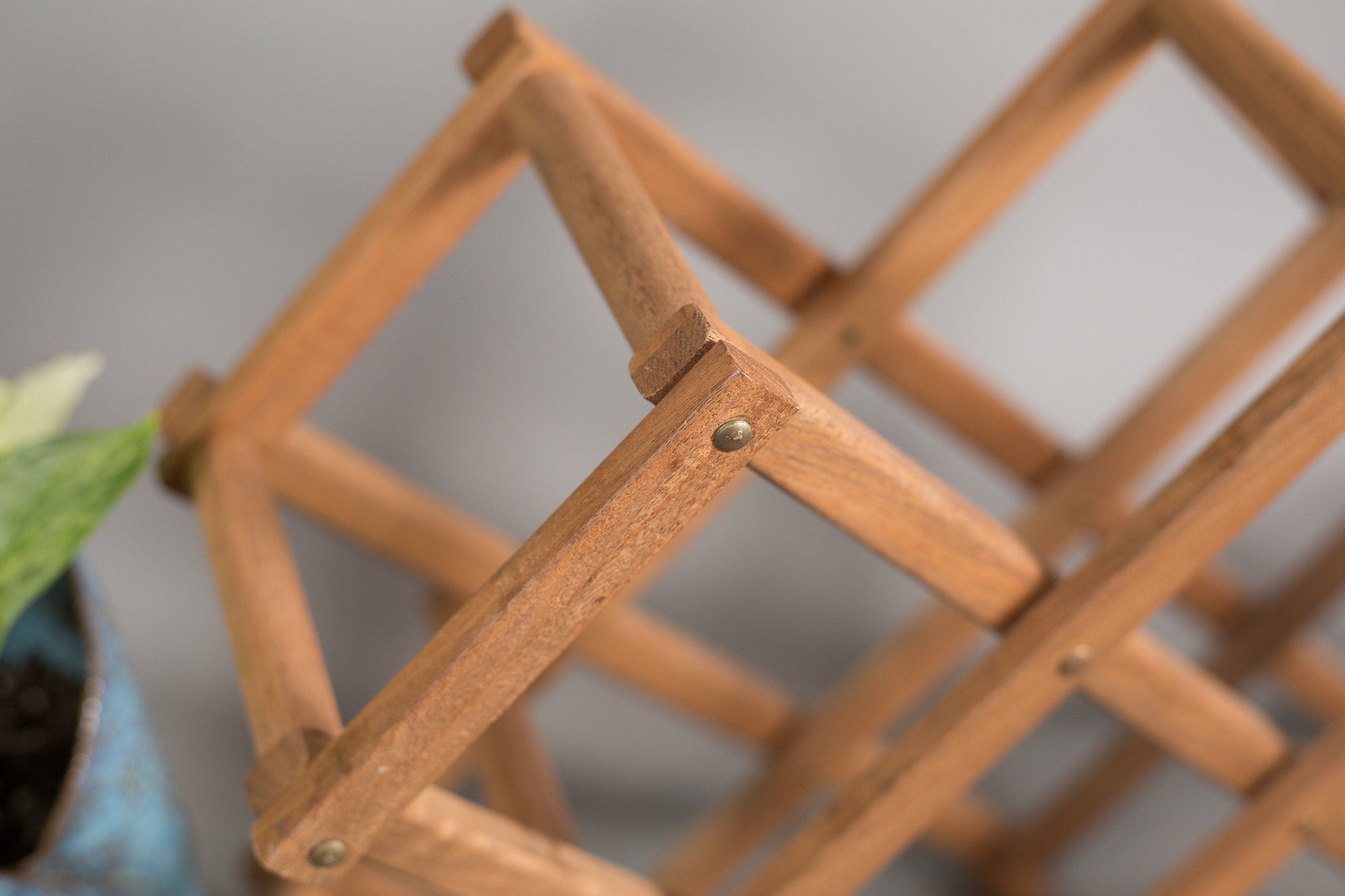 Vintage Wine Rack Wood Wine Holder Folding Collapsible 6bottle