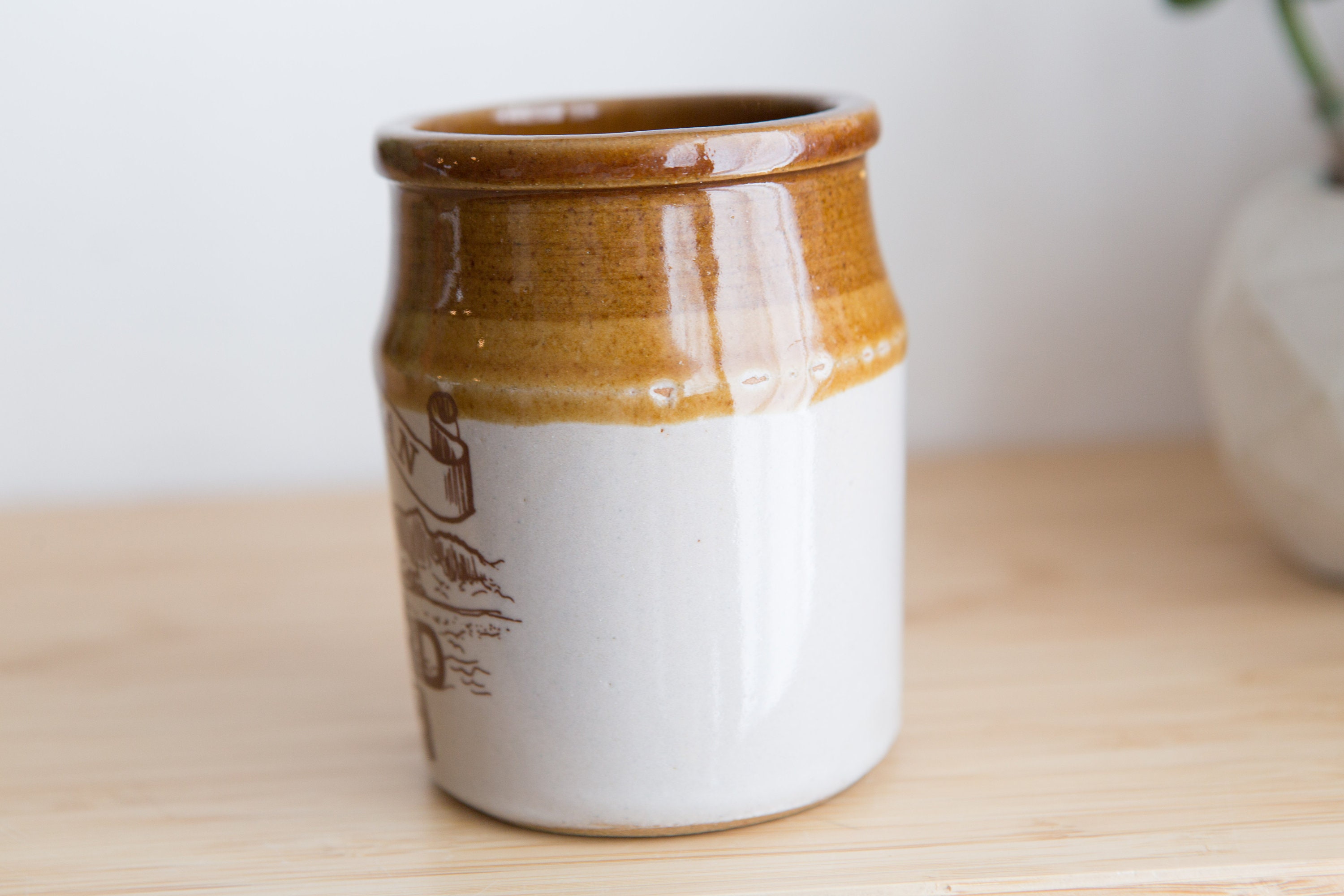 Vintage Mustard Jar Isle of Arran Scottish Stoneware Ceramic