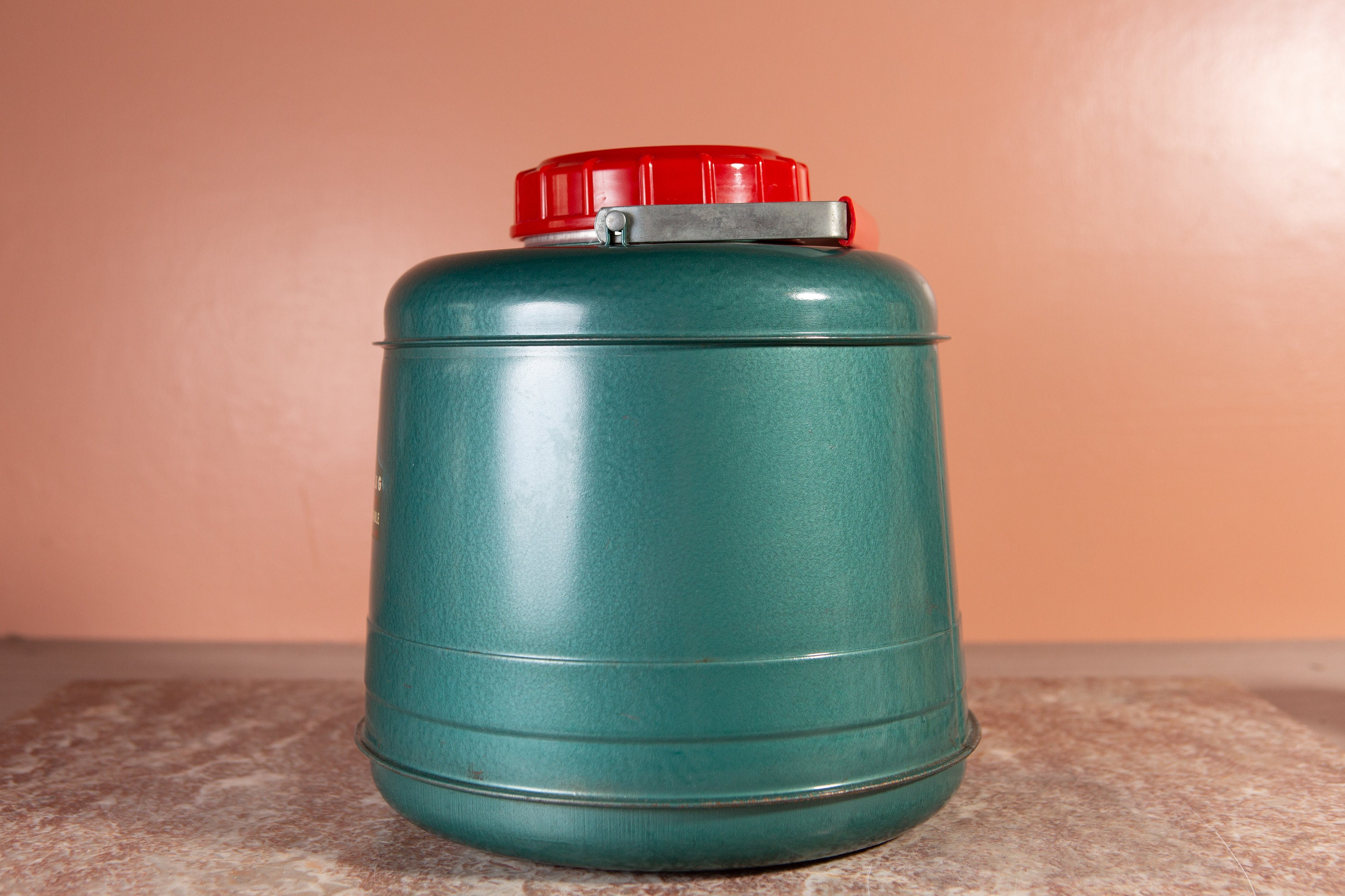 Vintage Vegabond Insulated Metal Jug Green 50's Cooler Thermos For