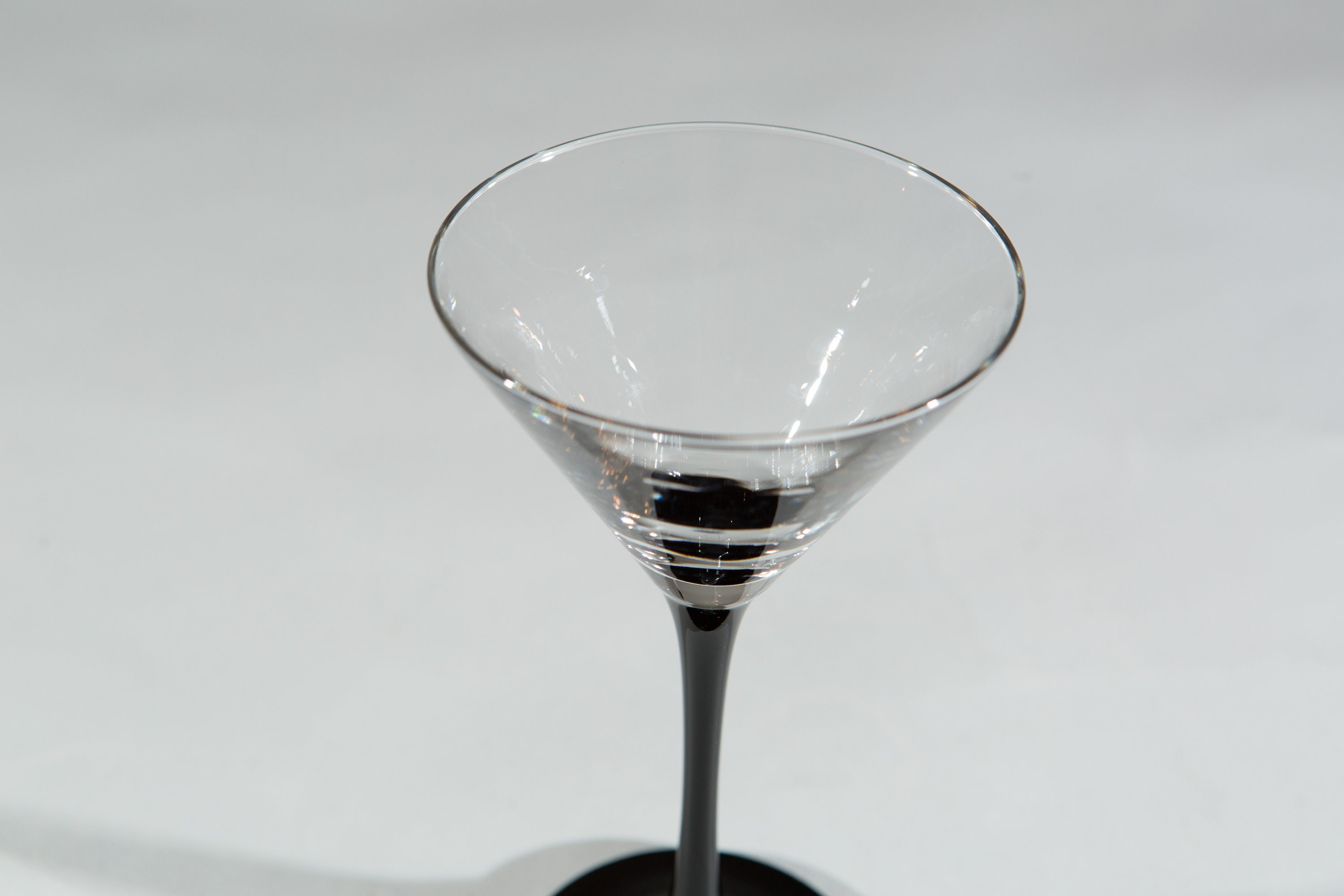 6 Vintage Martini Glasses 1980's Black Stem Glasses New Year's Eve