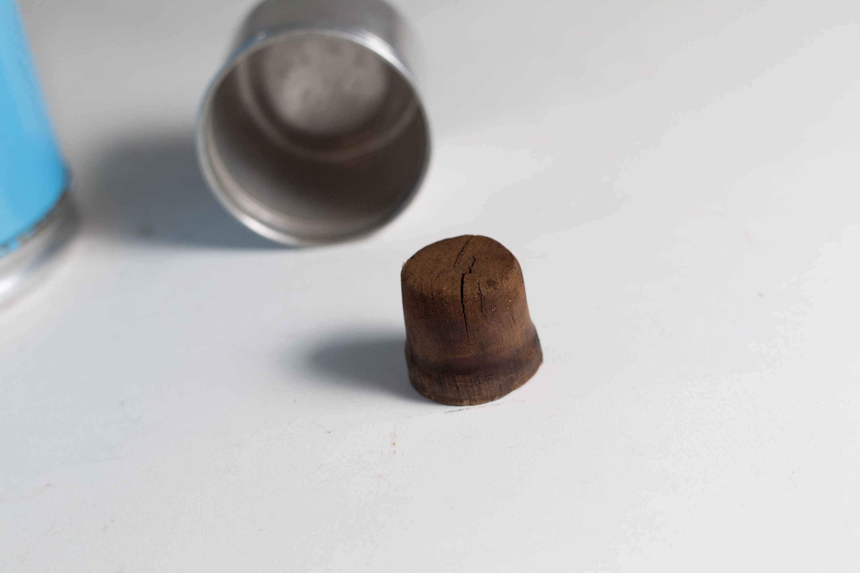 vintage thermos vacuum bottle Blue Colored Floral Metal and Glass