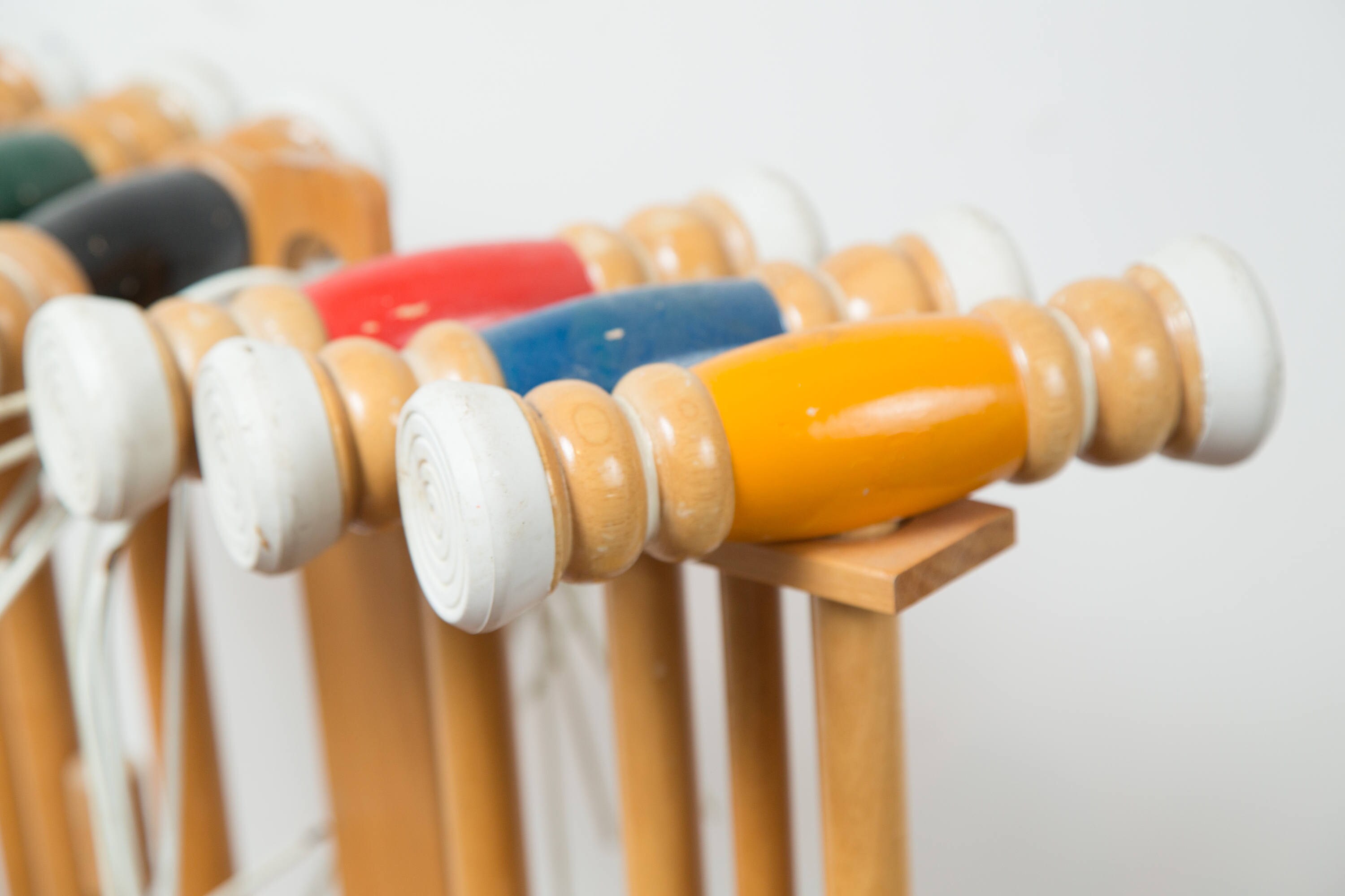 Vintage Croquet Set 6person Sportcraft Wood Striped Rainbow Lawn