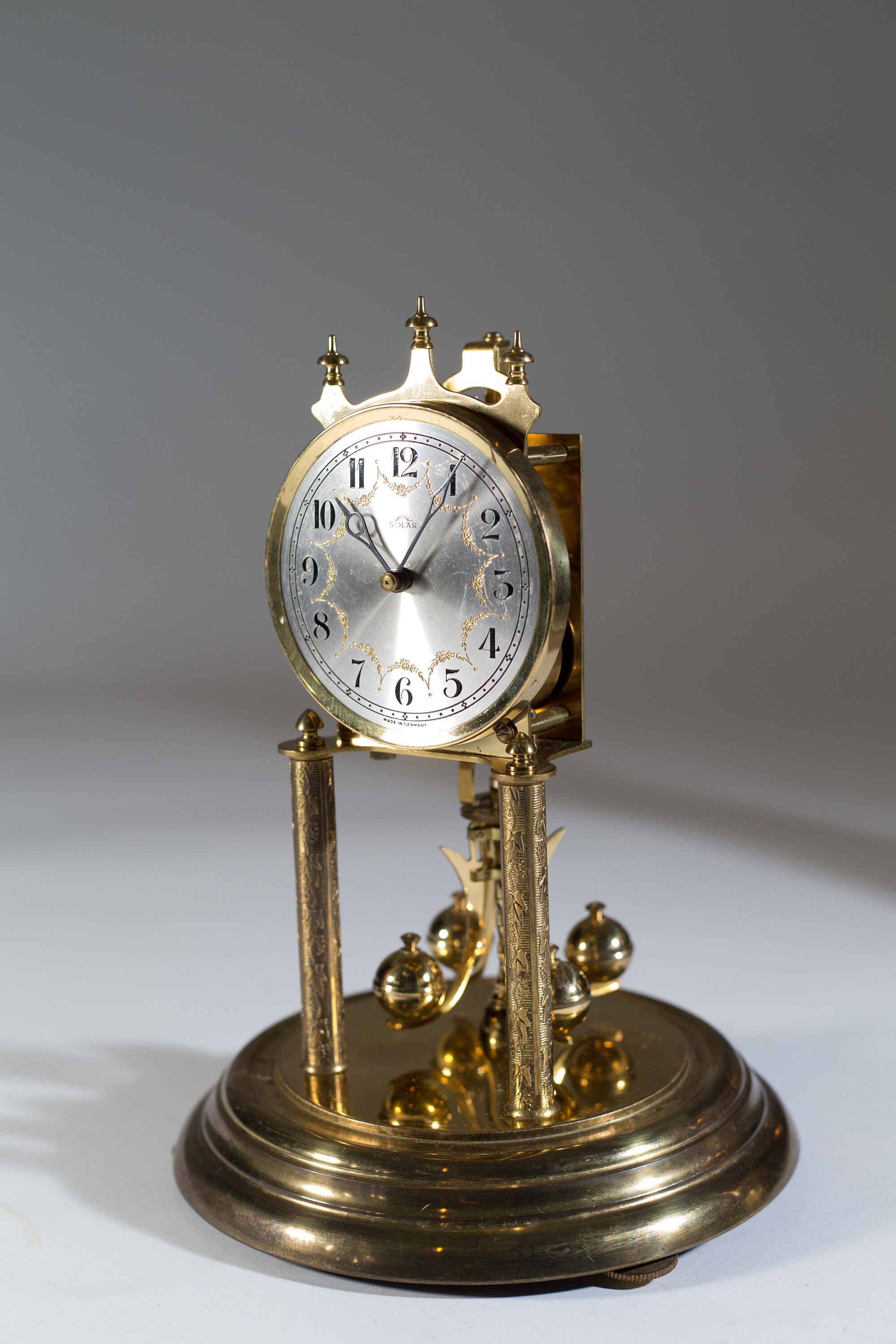 Vintage Dome Clock Art Deco Working Brass Wind up Clock with Glass