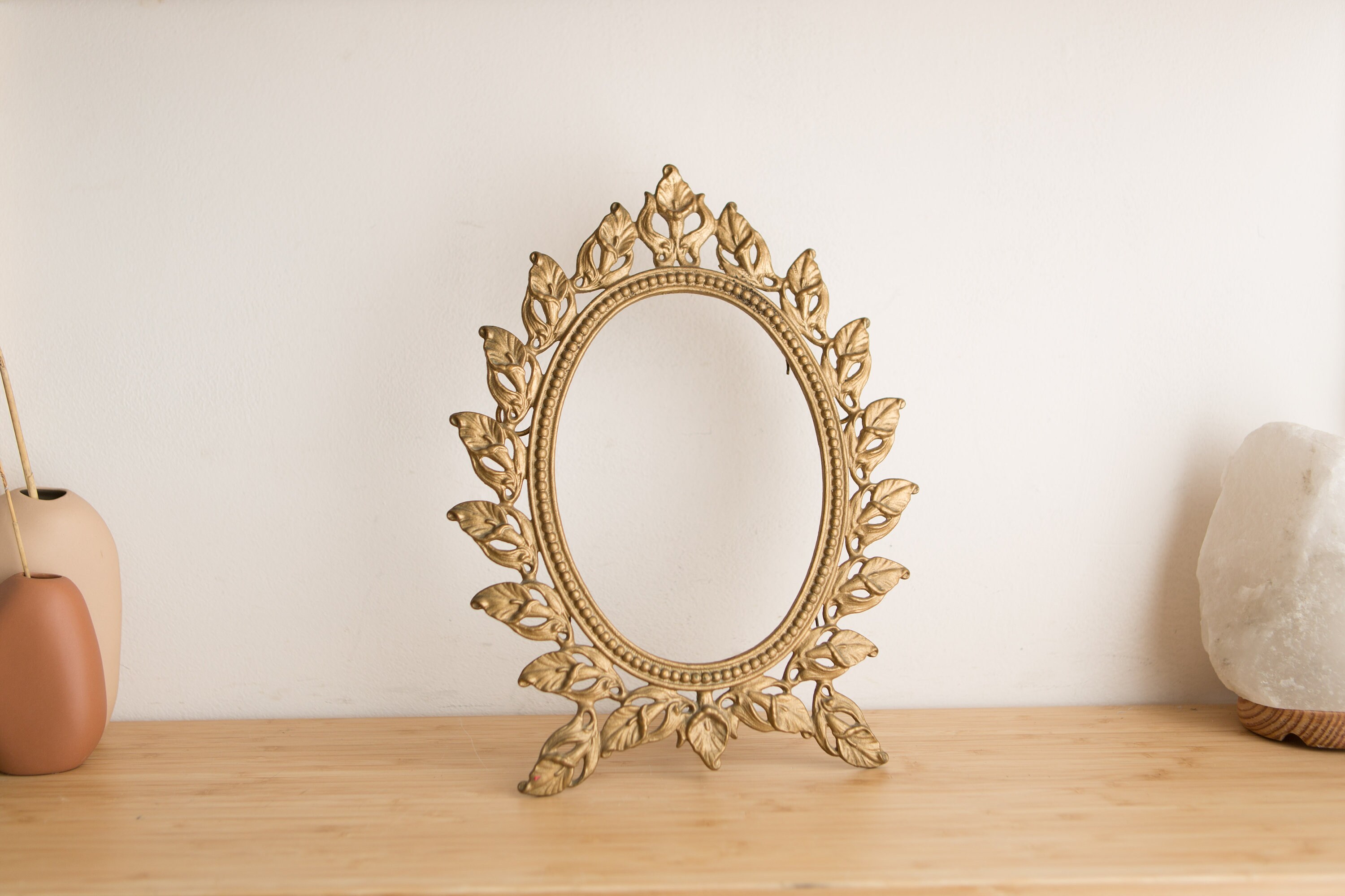 Vintage Oval Frames 5 Gold and bronze Colored Small Metal Picture Frames