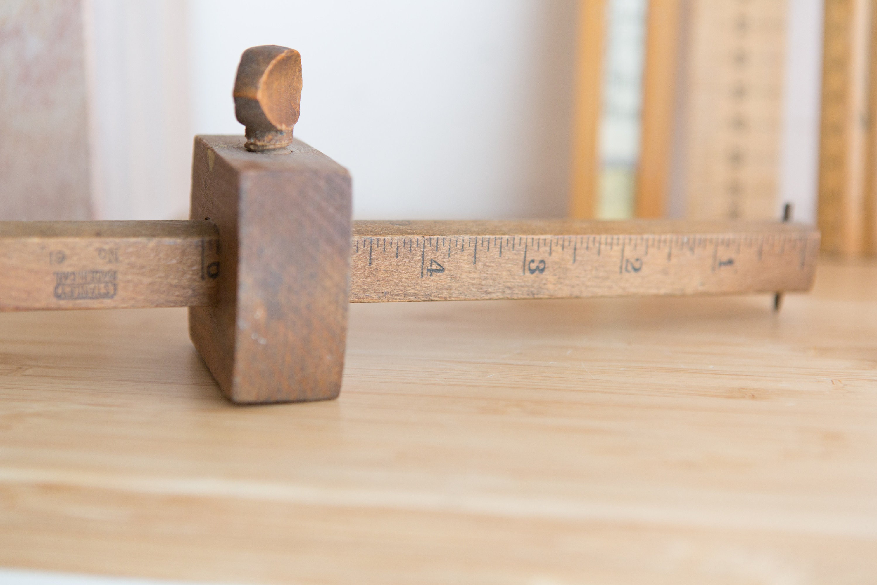 Vintage Wood Rulers and Skirt Measuring Stick Stanley Measuring Stick
