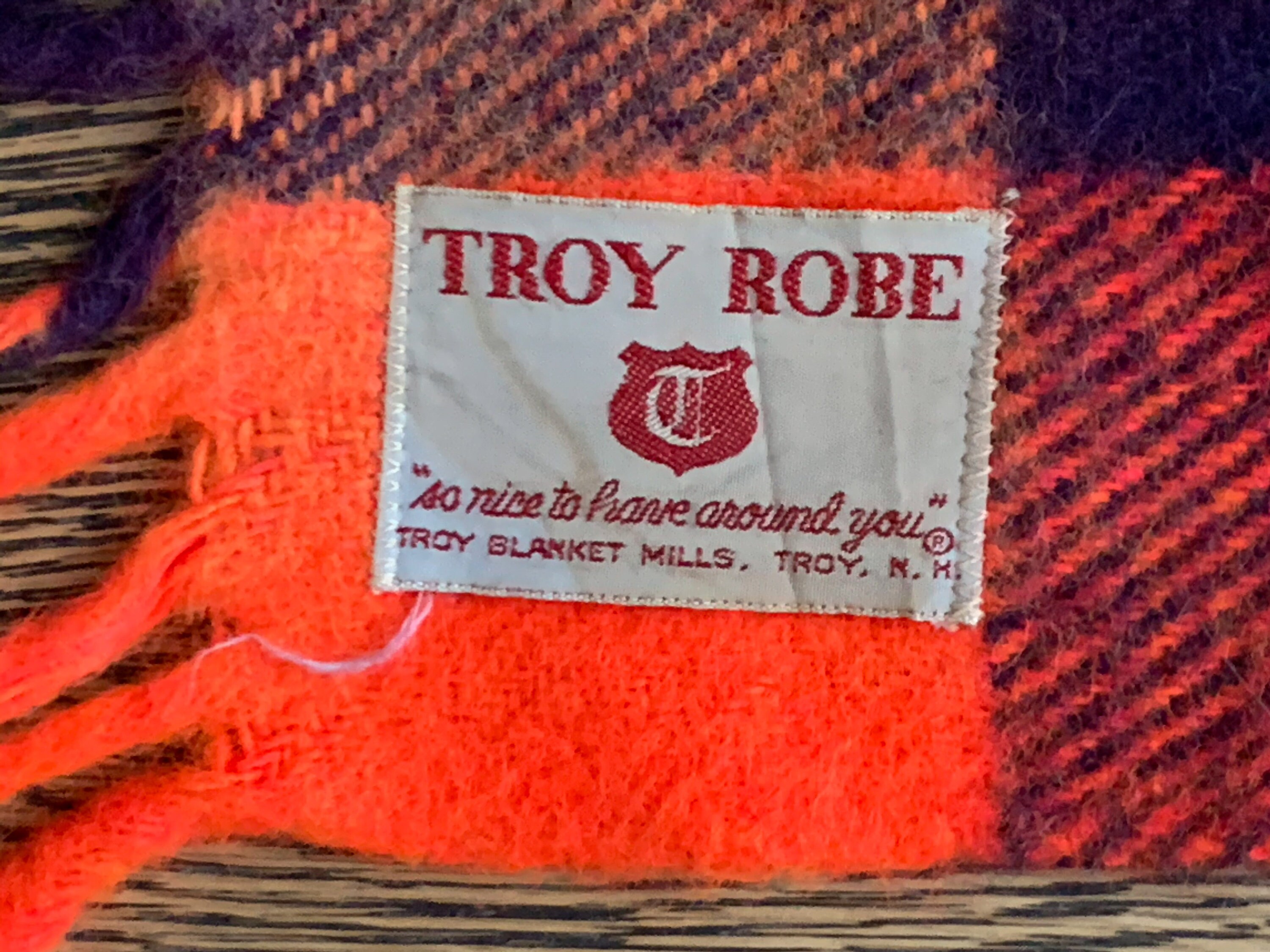 Vintage Plaid Throw Troy Robe Troy Blanket Mills, NM Red Loom