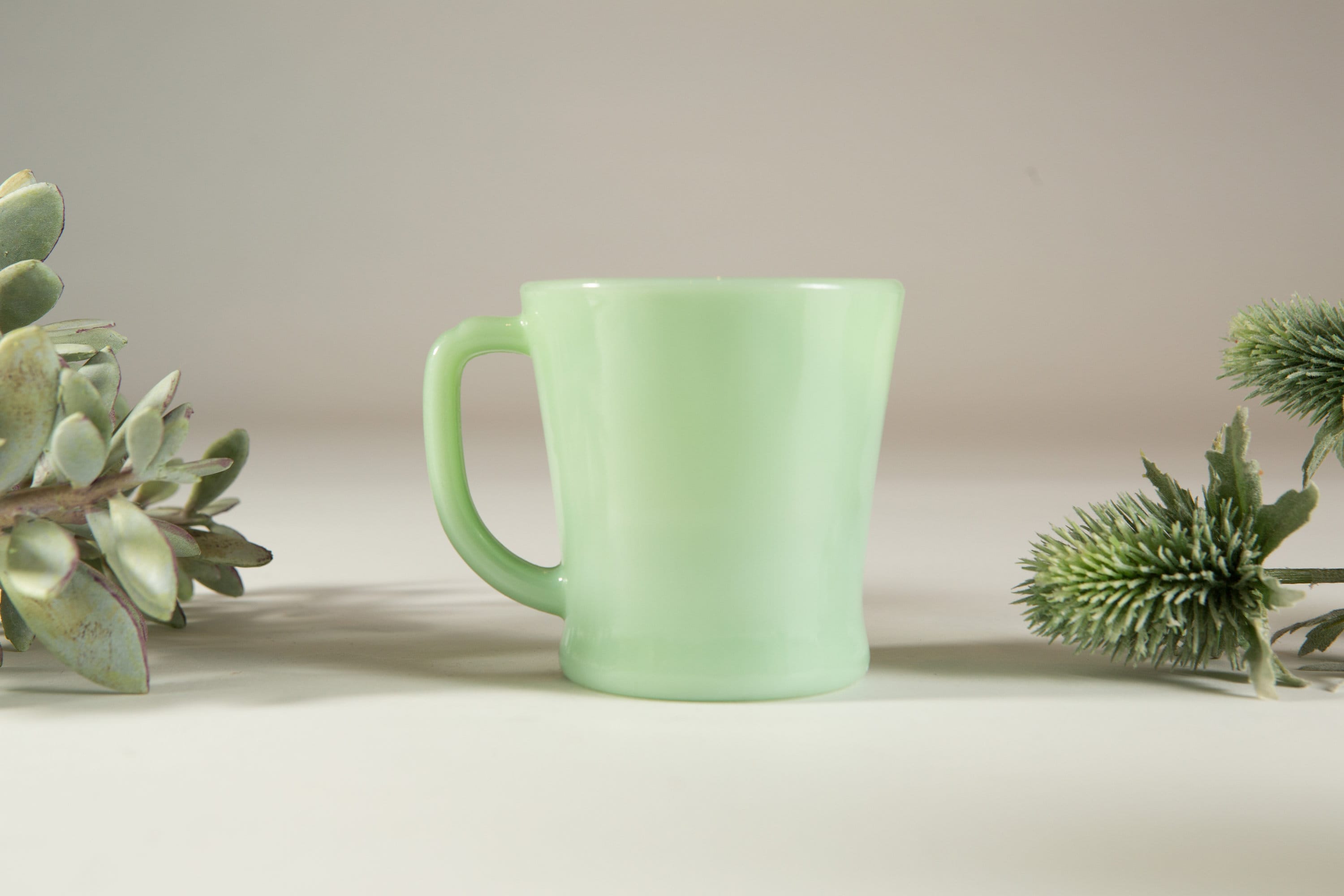 Vintage Jadeite Mugs Green Milk Glass Mugs 8oz Coffee or Tea Mugs