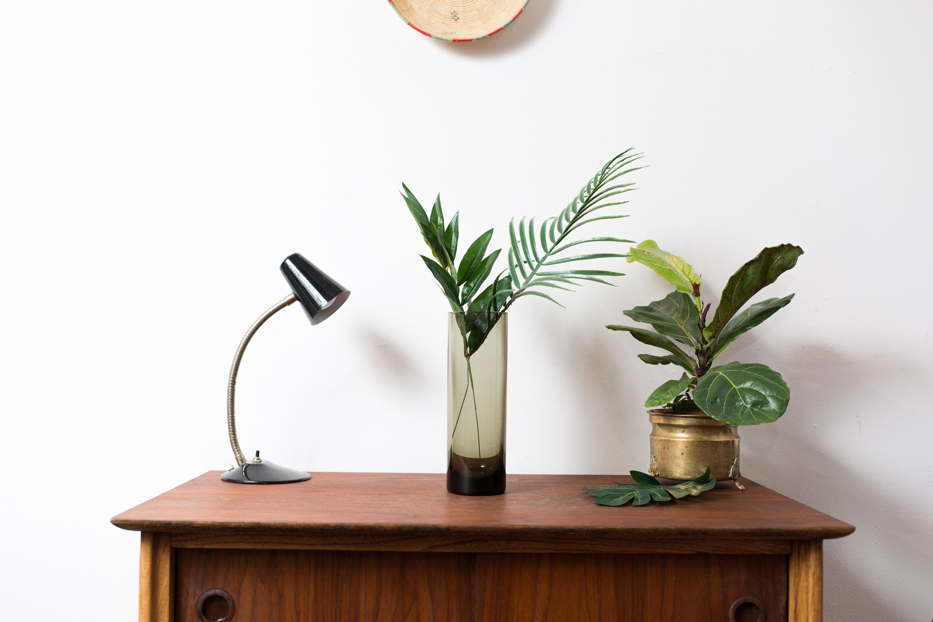 Smoke Grey Glass Vase Cylinder Gray Glass Flower Vase Mid Century