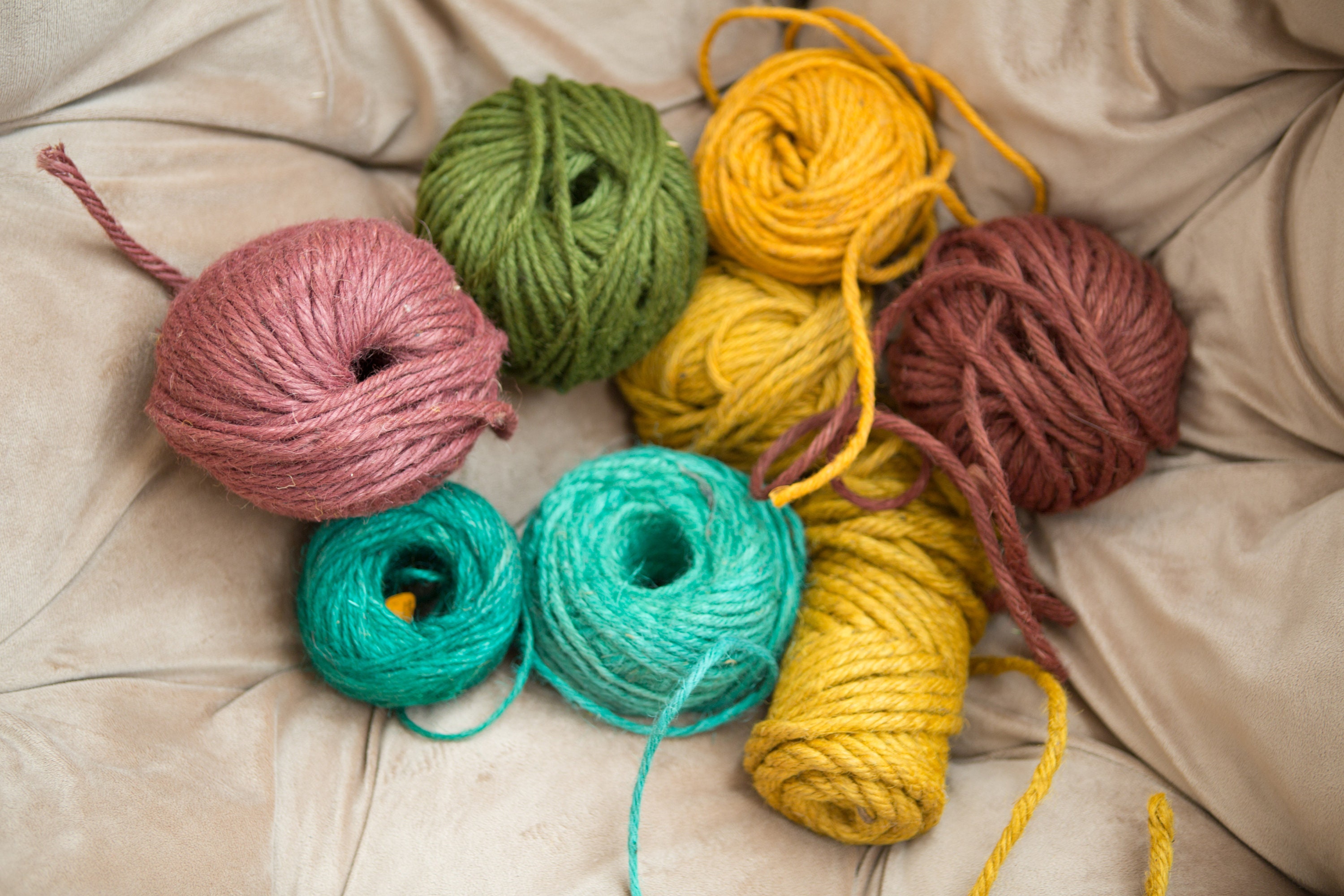 Vintage Macrame Twine Lot of Colorful Sisal Rope Macrame Yarn