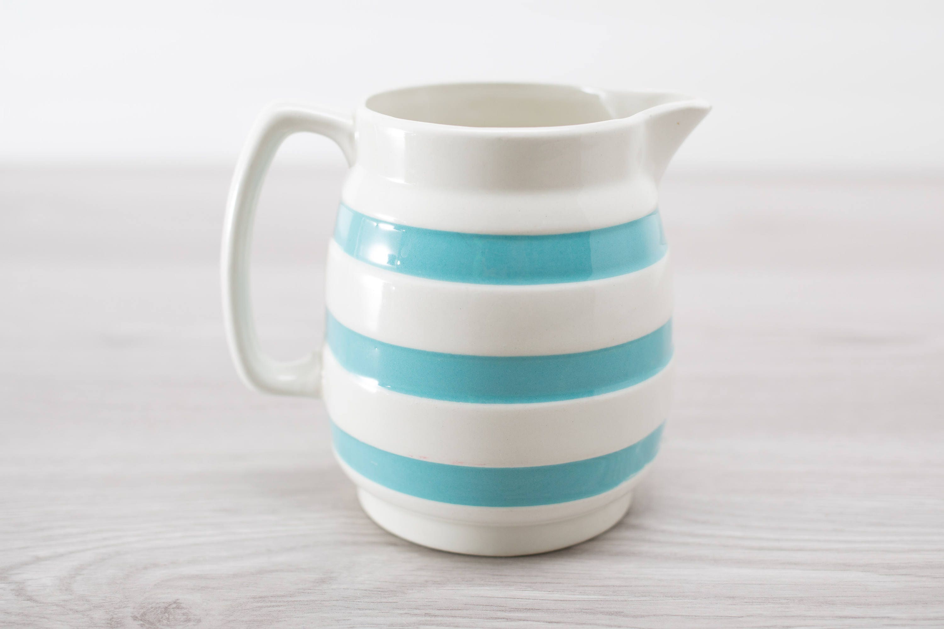 Vintage Striped Pitcher Blue and White Carrigaline Pottery Milk Pitcher Colleen Kitchenware