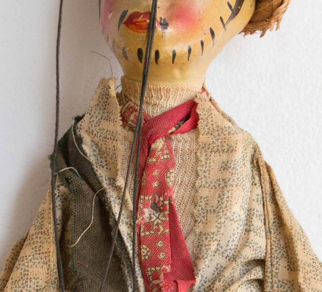 Vintage Poor Boy Doll with Straw Hat and Dirty Clothing