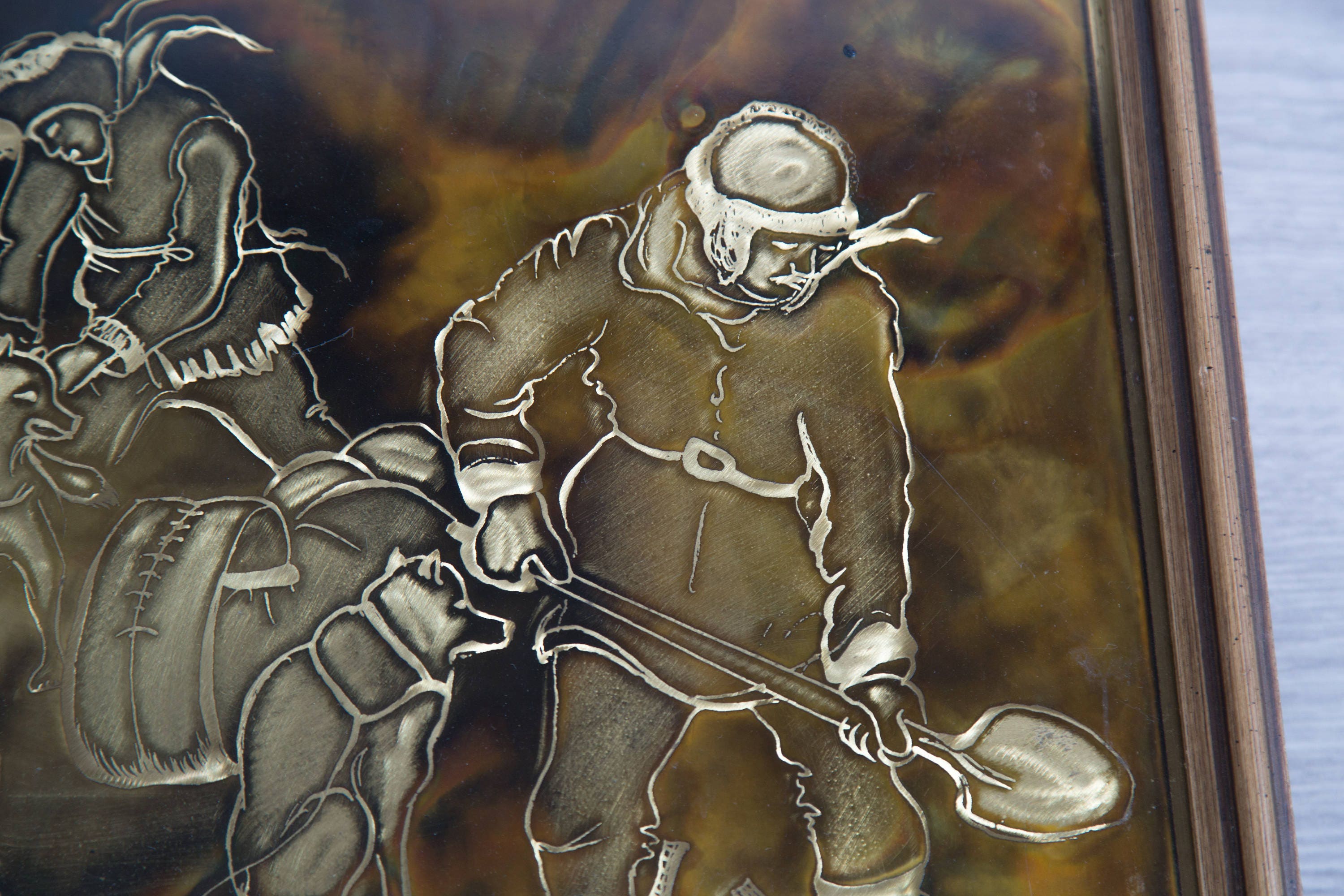 Vintage Inuit Engraving Copper Acid Etched Art Priddat's Studio