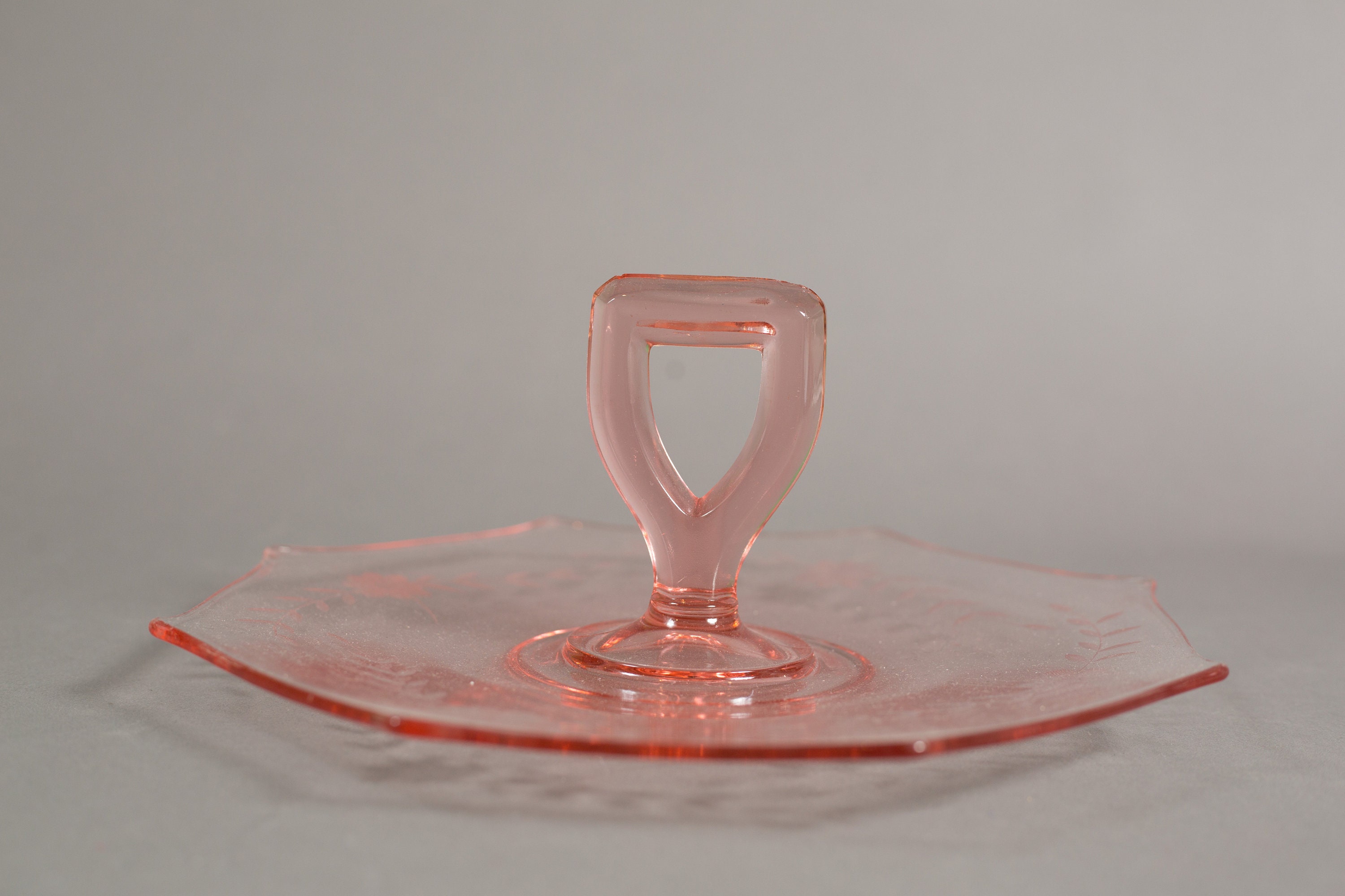 Pink Glass Serving Dish Antique Depression Glass Plate Vintage