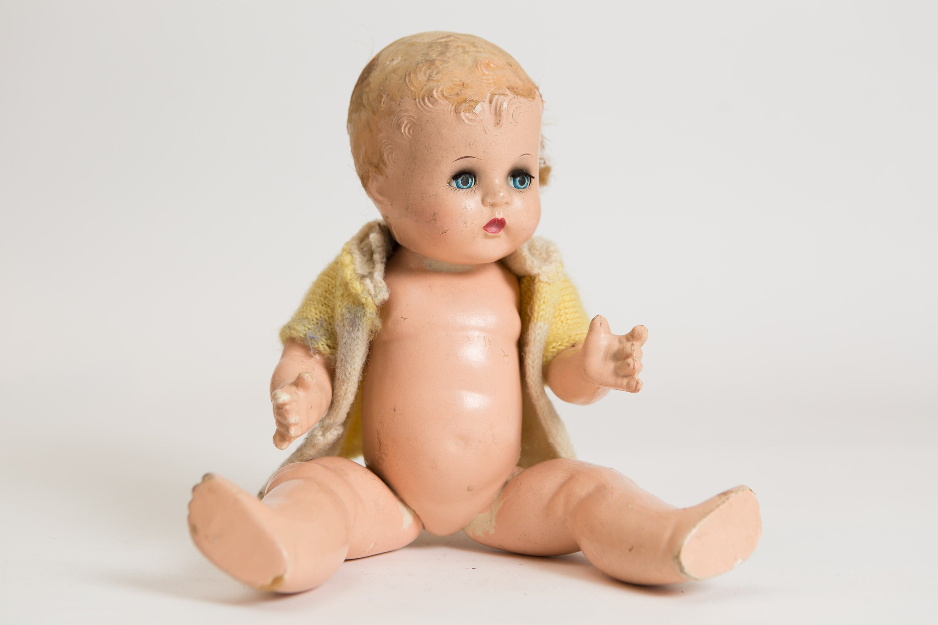Vintage Doll Heads and Plaster Doll and Sleeping Eyes and Moving Arms
