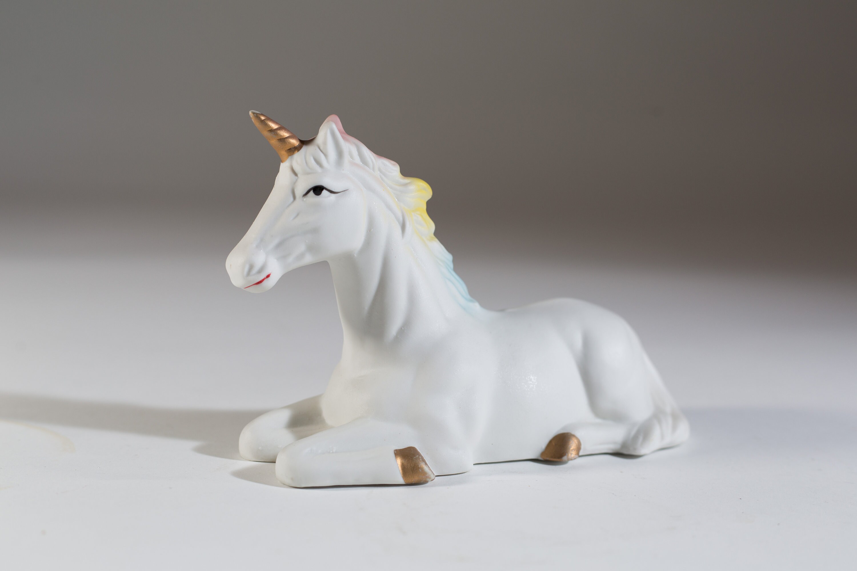 Vintage Ceramic Unicorns 5 Rainbow Colourful Matte White Unicorn