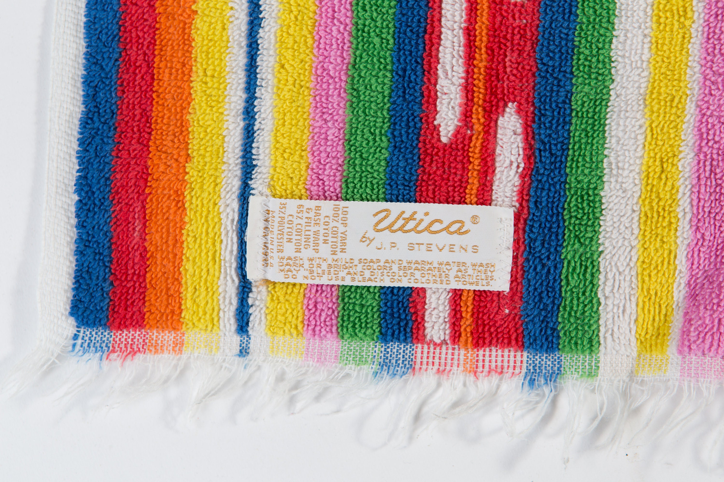 Vintage Bath Towel Rainbow Striped Ultica Bathroom Towel, Face, Hand