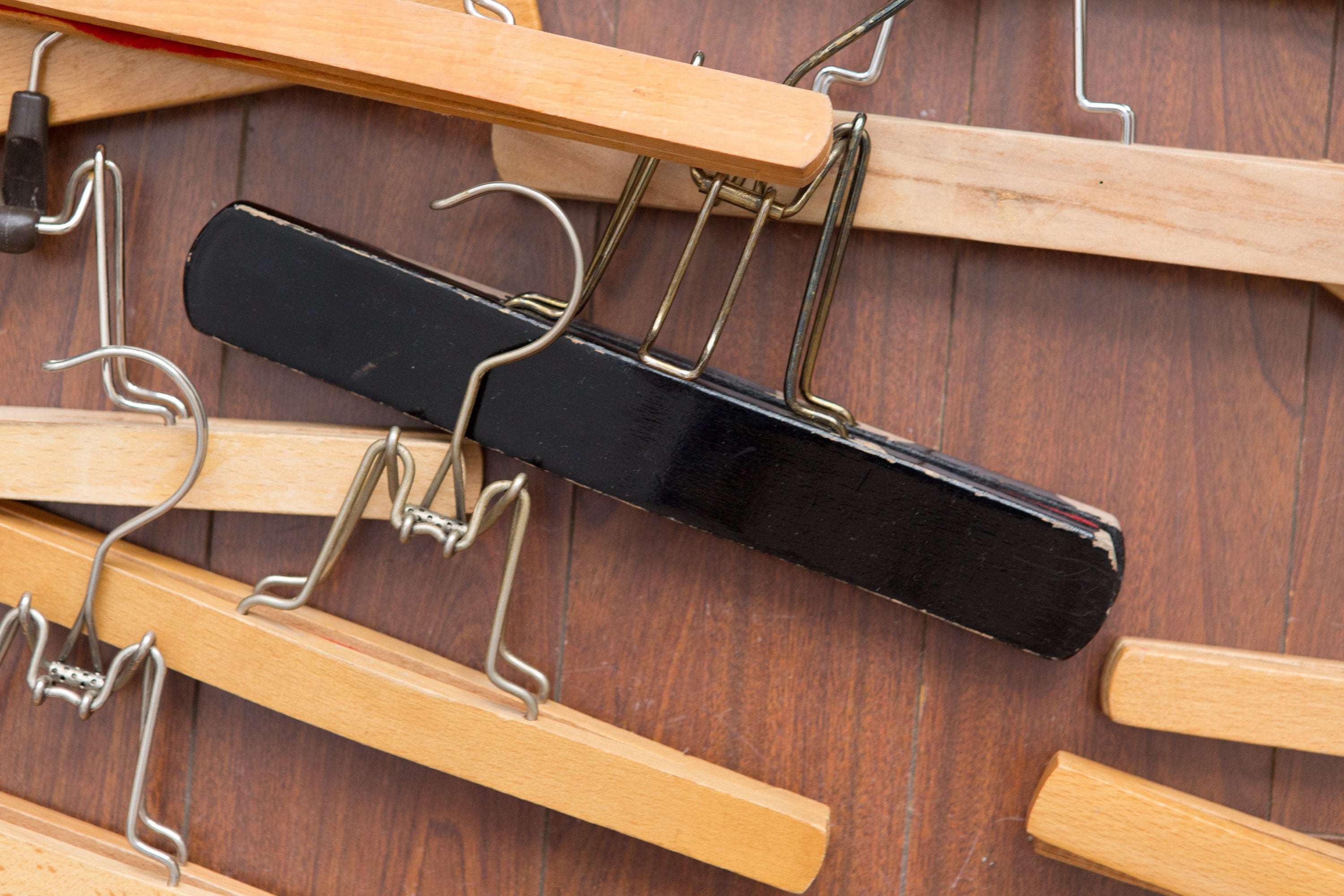 18 Wooden Skirt or Pant Clip / Clamp Hangers Vintage Clothing Hangers