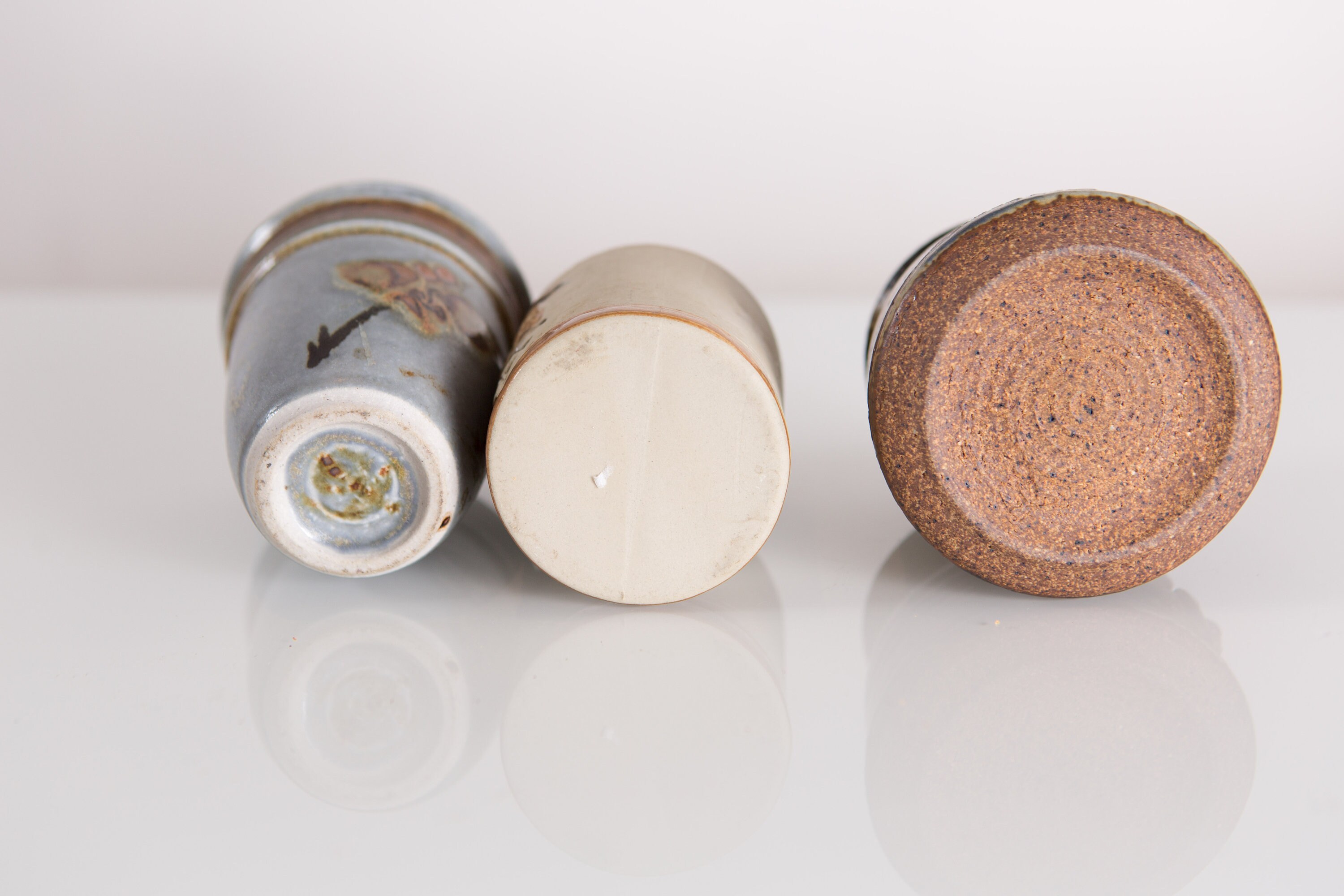 Vintage Ceramic Jars with Cork Stoppers Speckled Earthy Glaze Lidded