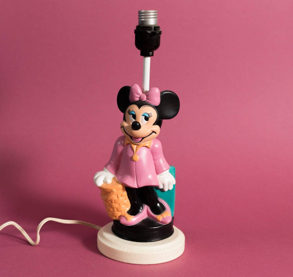Disney Minnie Mouse Lamp Vintage Pink Bow Travelling Luggage Plastic