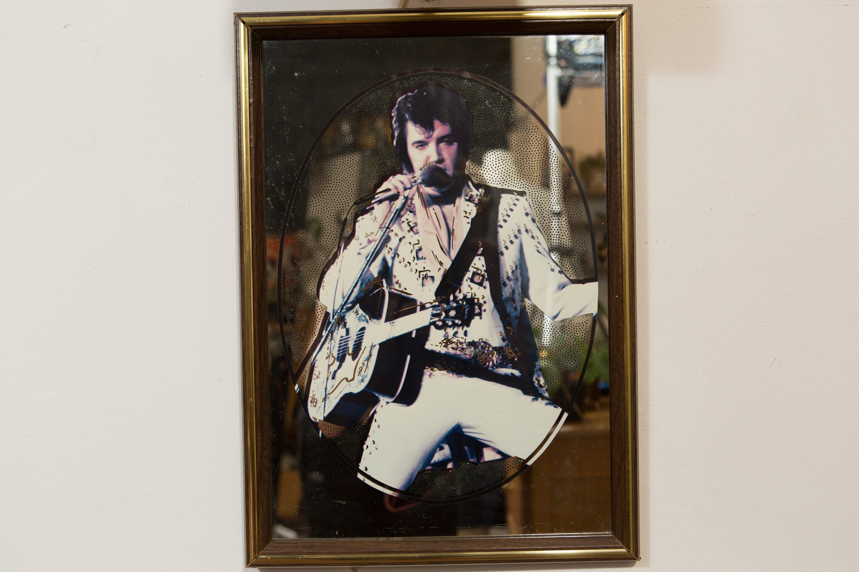 Vintage Elvis Mirror Retro Rockstar Elvis Presley Framed Print Set