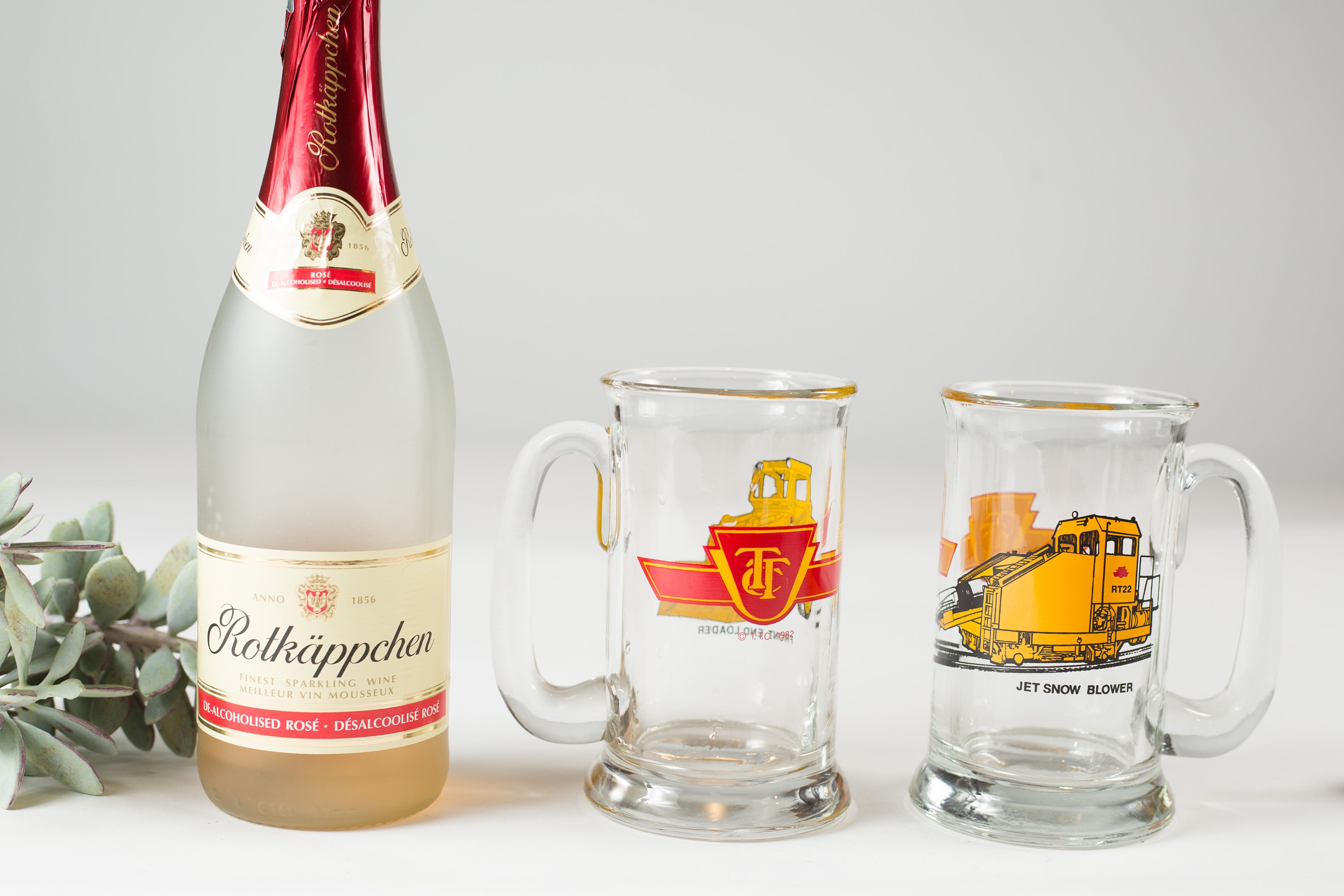 TTC Beer Mugs Toronto Transit Commission Glasses Vintage Drinking Front End Loader and Jet