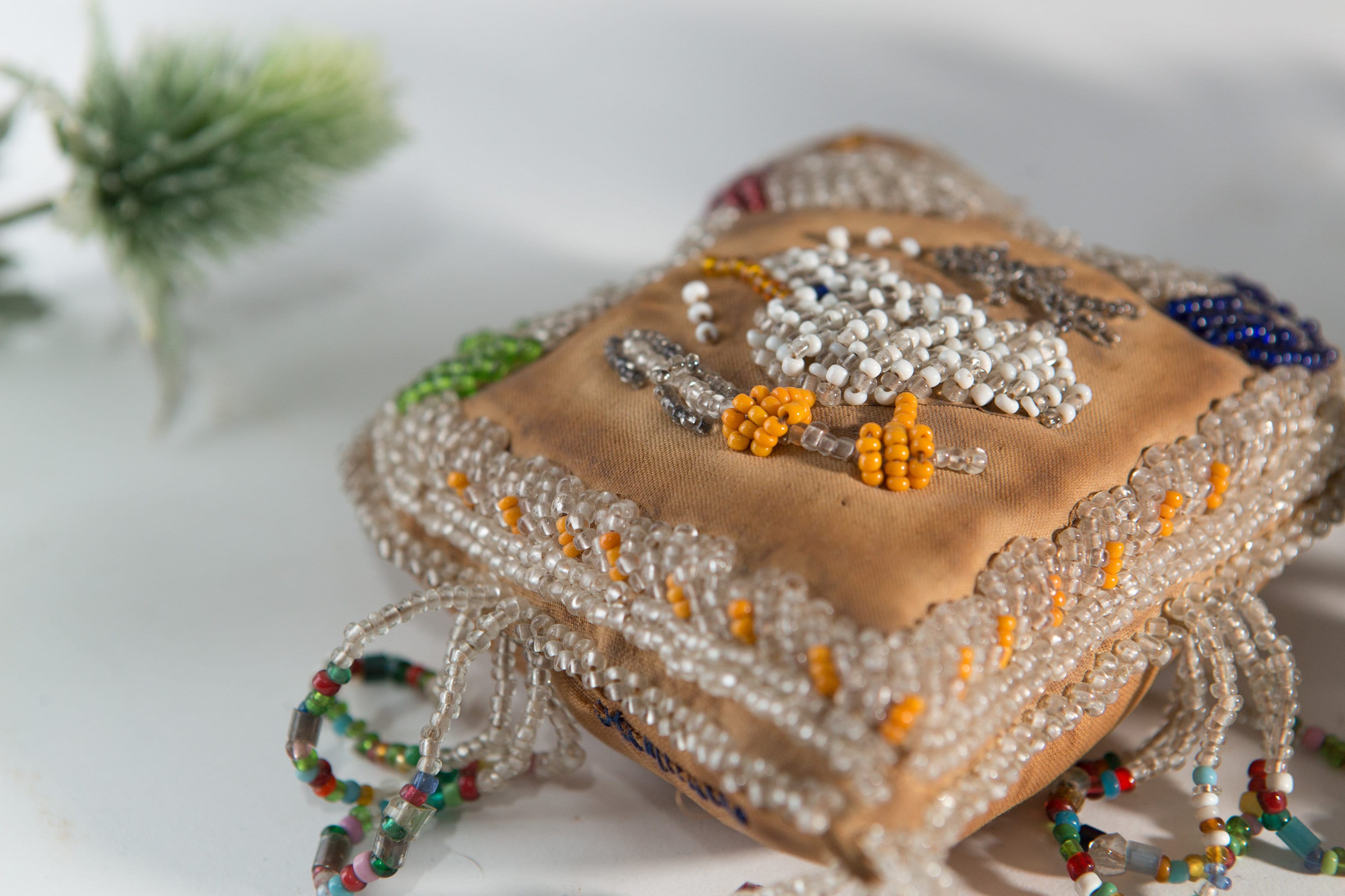 Antique Whimsy Beaded Pin Cushion Native American Whimsey Iroquois