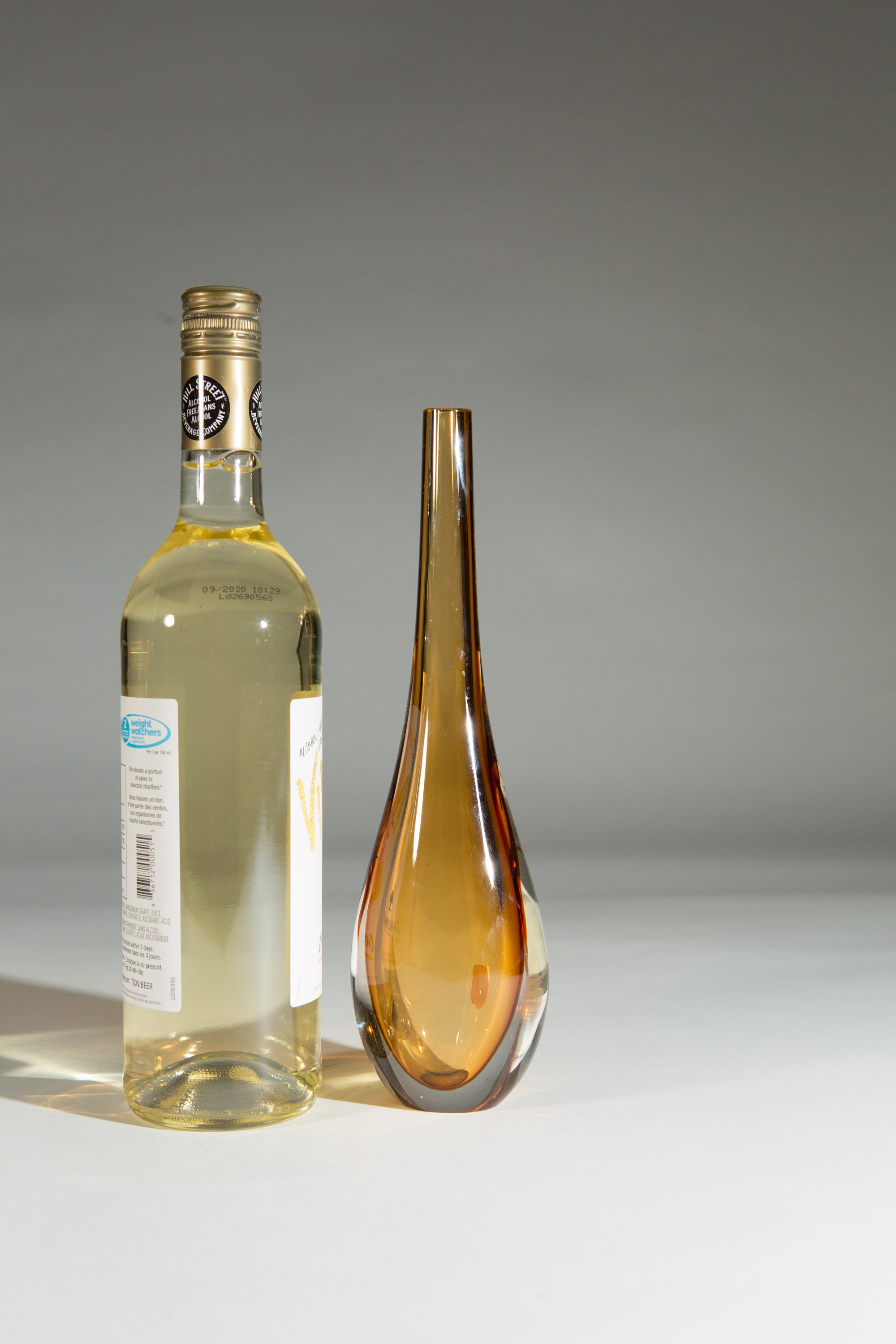 Small Swedish Amber Art Glass Vase Halo Style Narrow Neck HandBlown