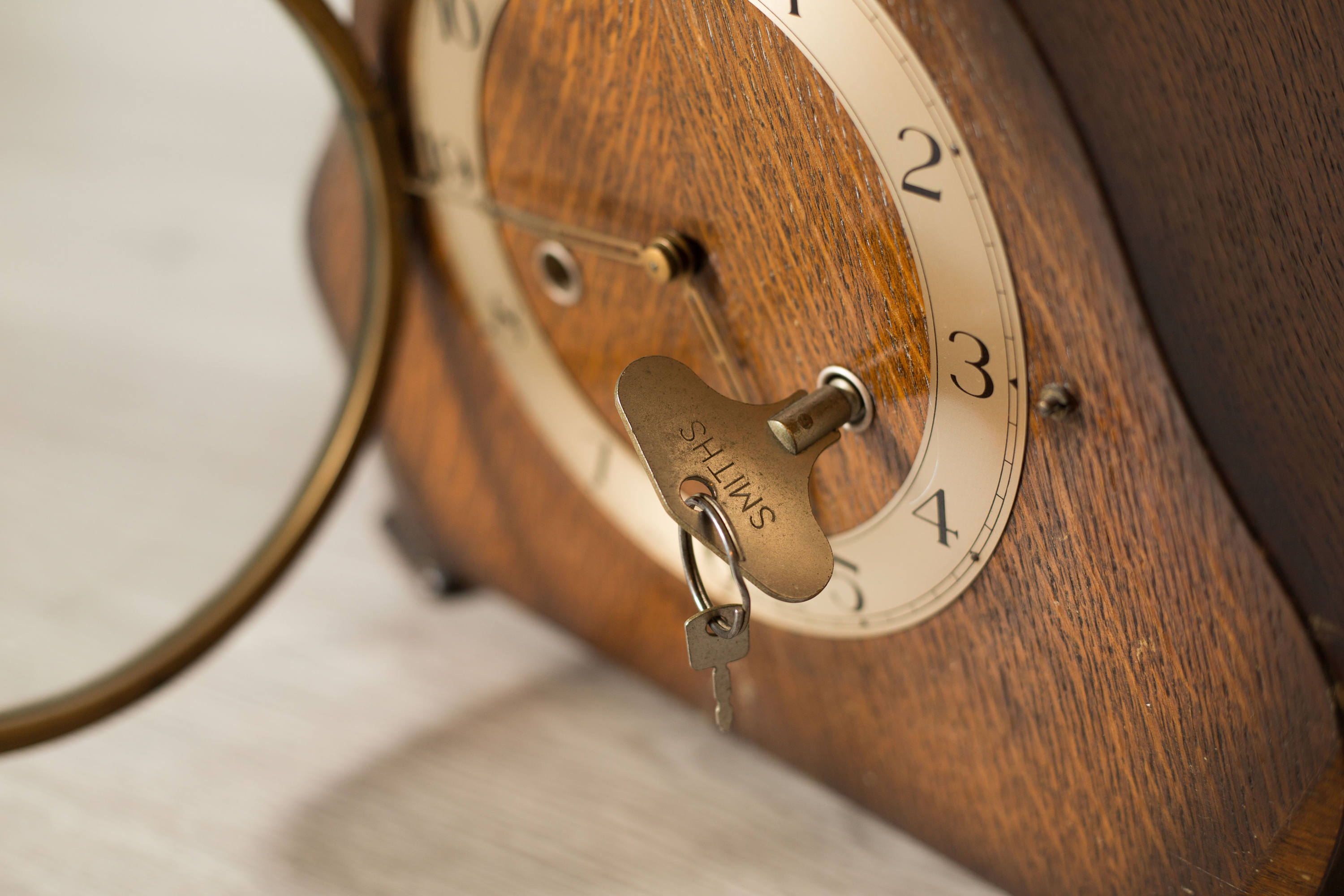 Vintage Wind Up Clock / Made in Great Britain Wood Clock