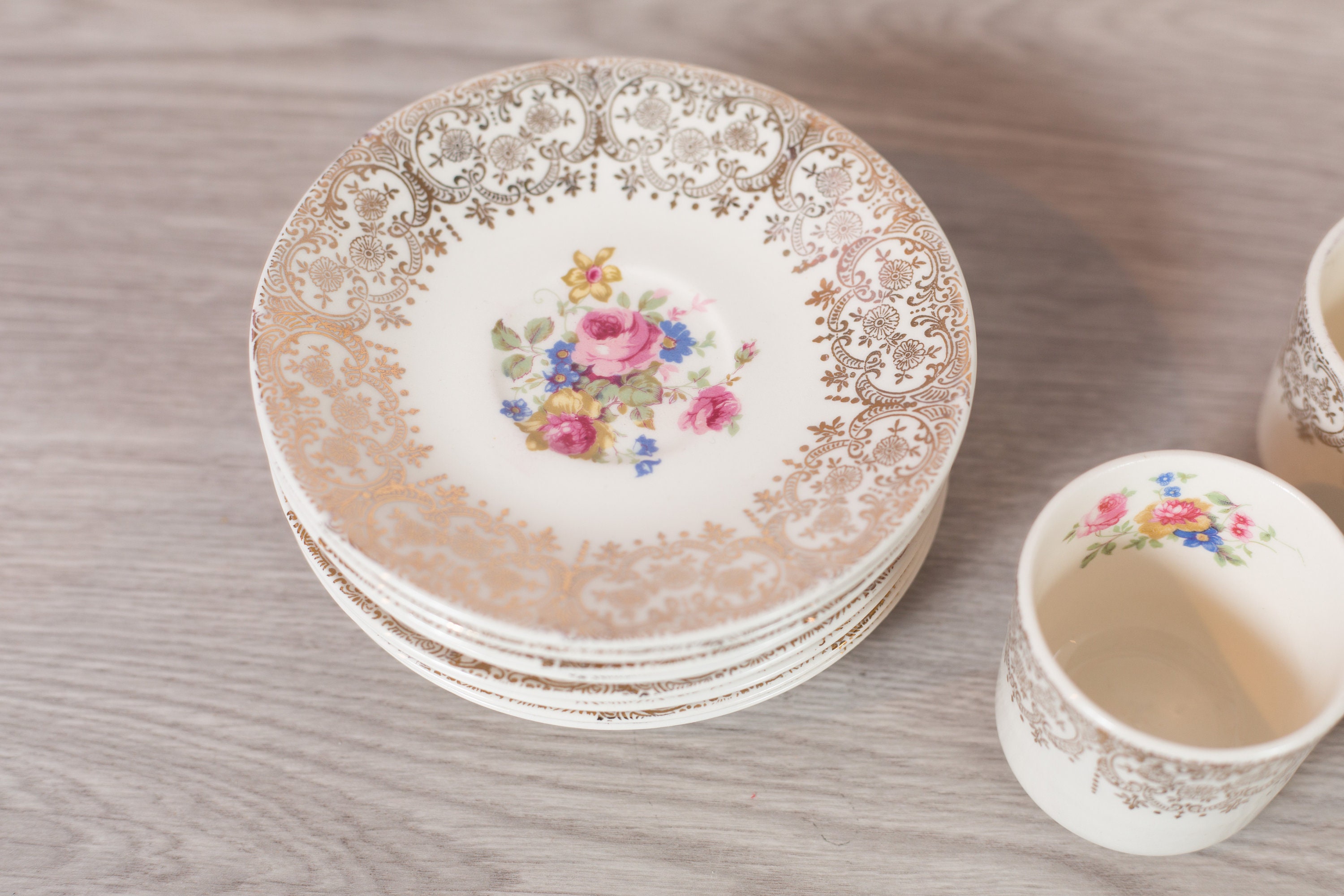 Vintage Espresso Cups and Saucers Set of 8 Keystone Canonsburg Floral