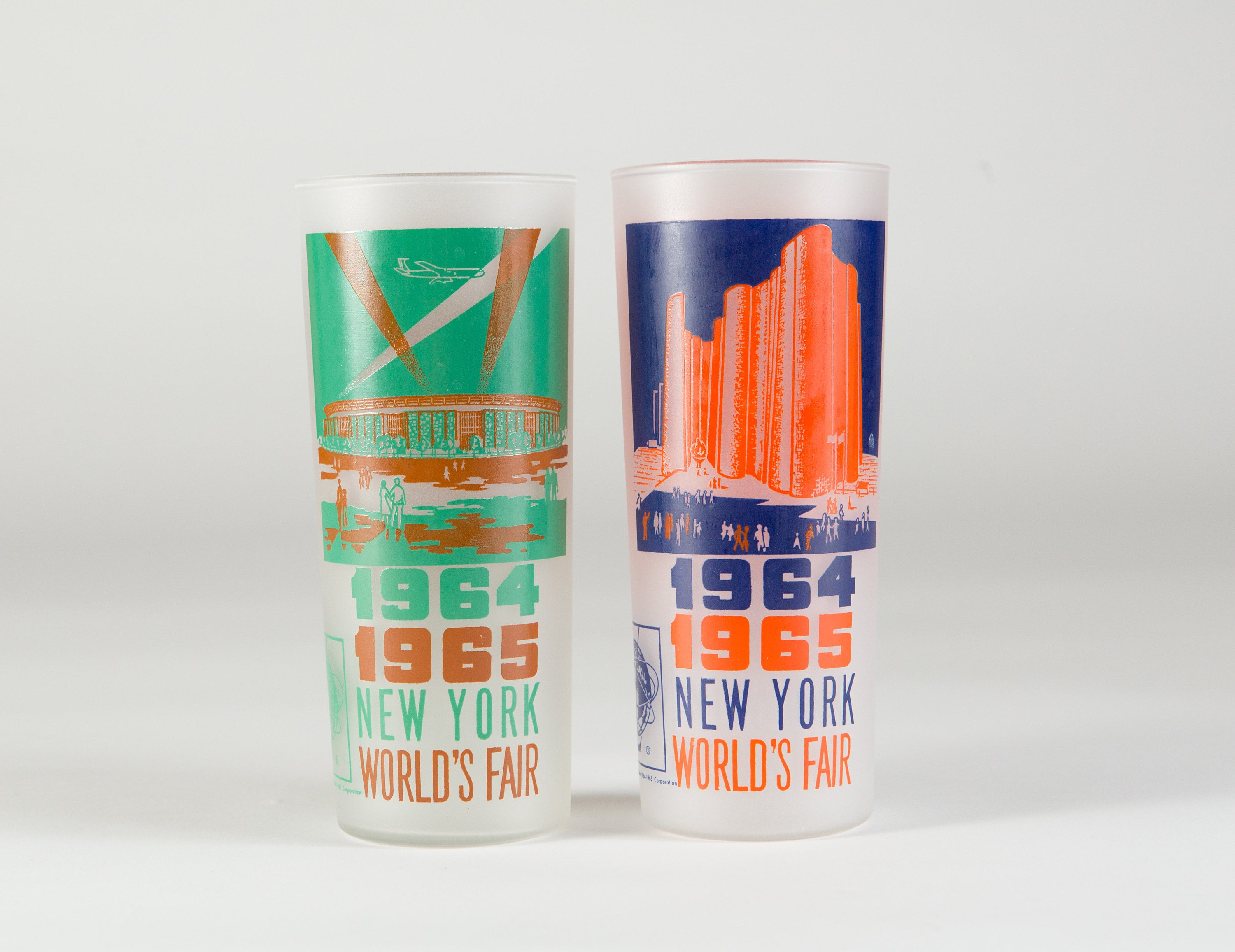 Vintage World's Fair New York (19641965) Cocktail Glasses Pair of