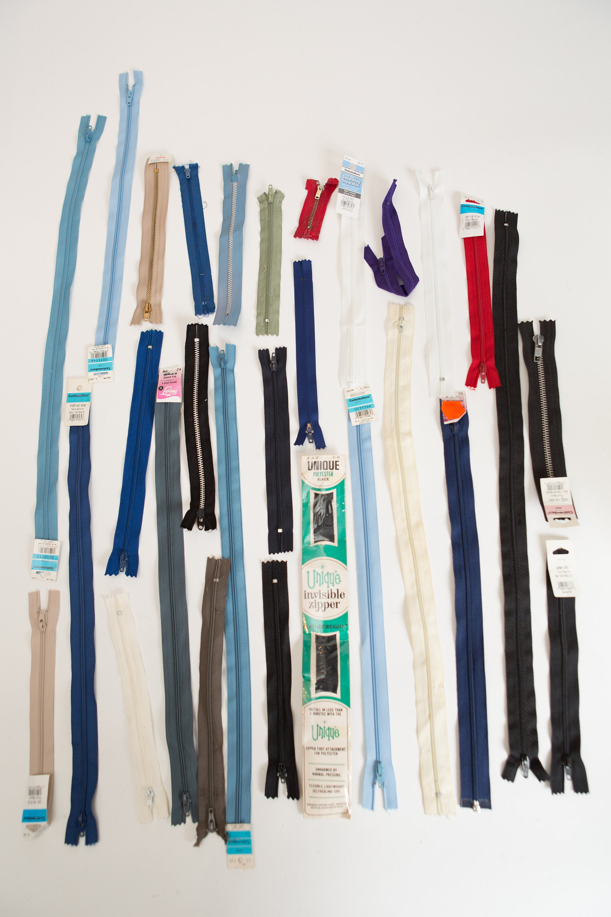 Vintage Zippers Lot of Vintage Coat Zippers Sewing Machine accessories