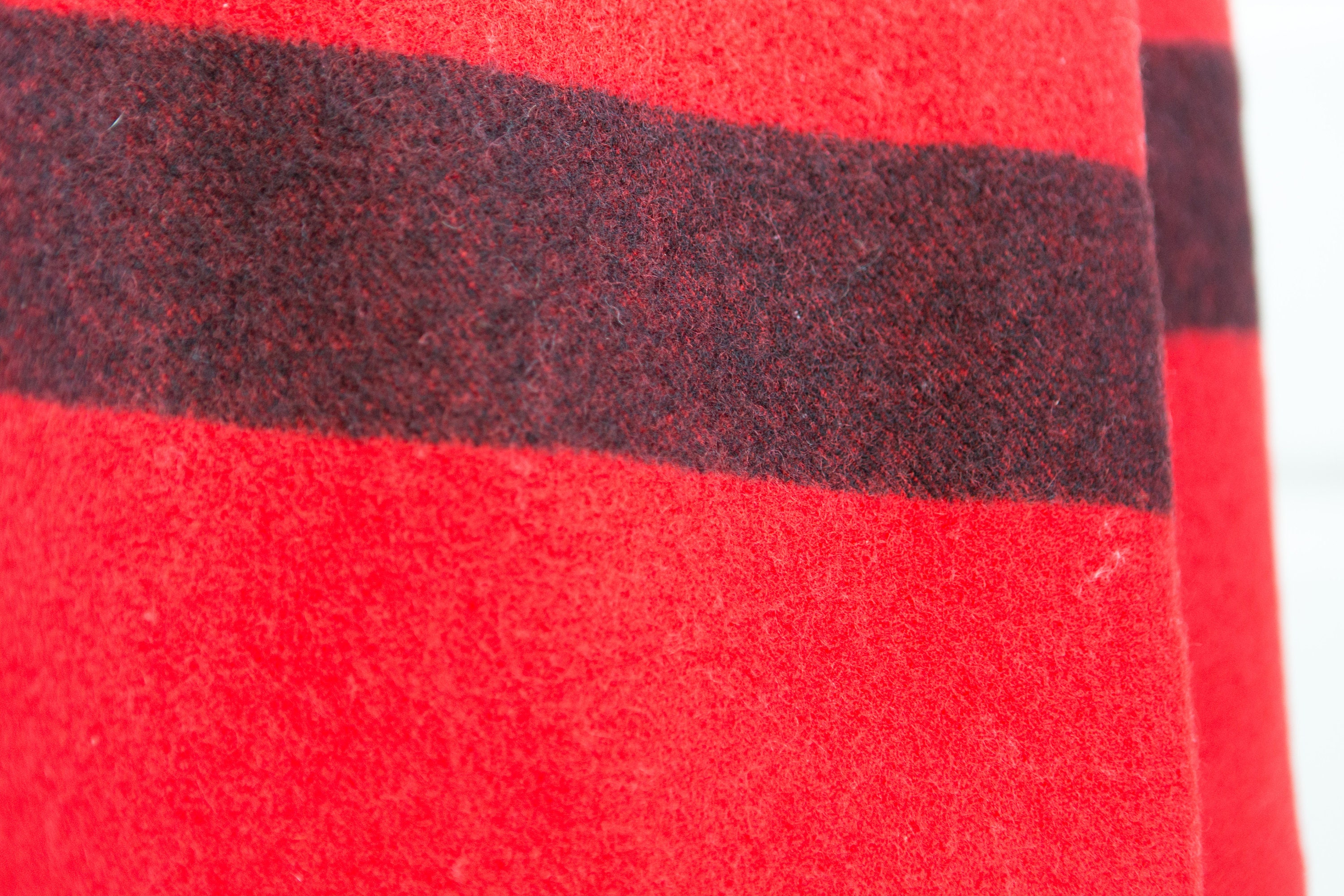 Vintage Striped Blanket Red and Black Wool Stripe Throw Cottage