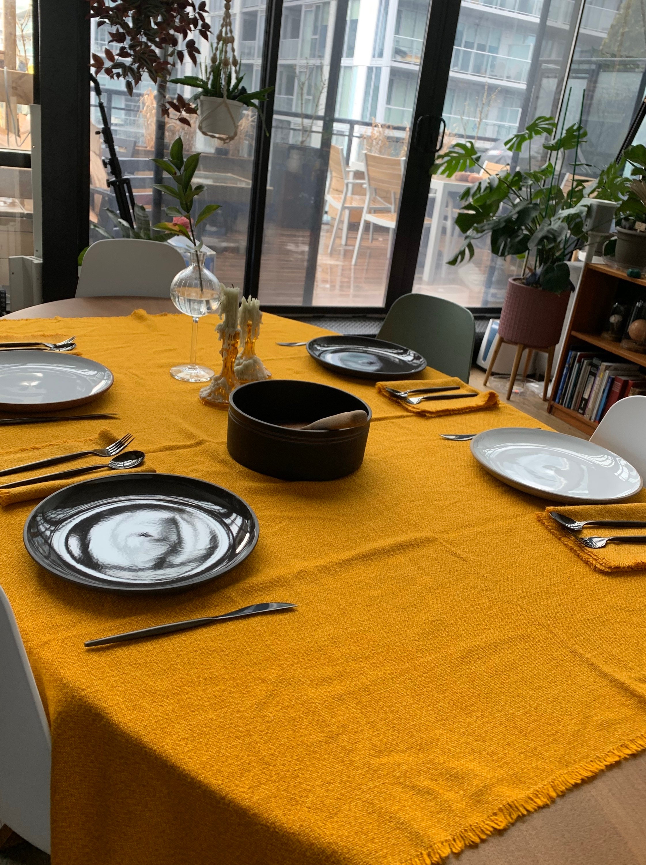 Vintage Burnt Orange Tablecloth and 4 Napkins - 1970's Mid ...