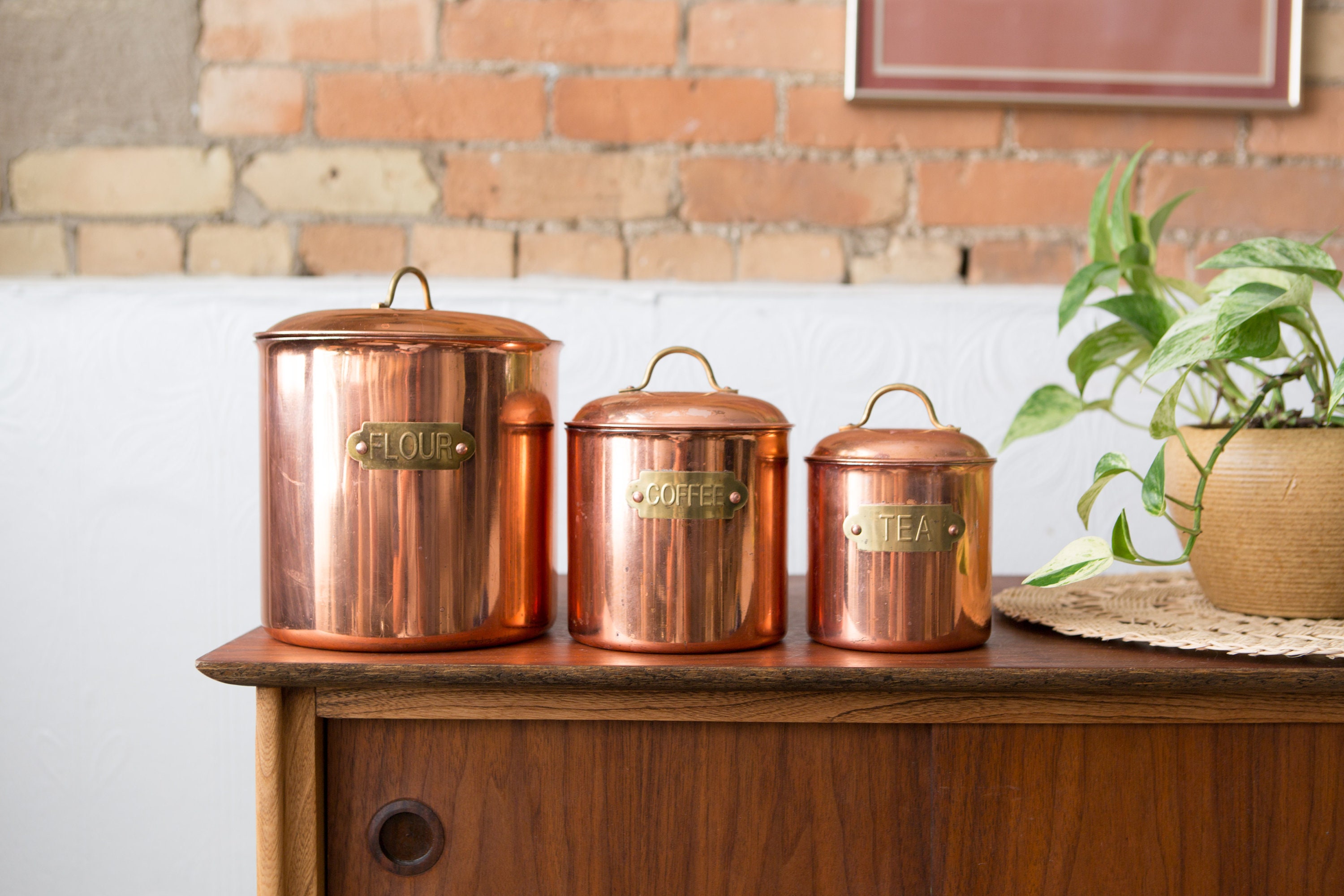 Vintage Copper Kitchen Canisters - thewhitebuffalostylingco.com - Copper  decor, Copper kitchen canisters, Kitchen canisters