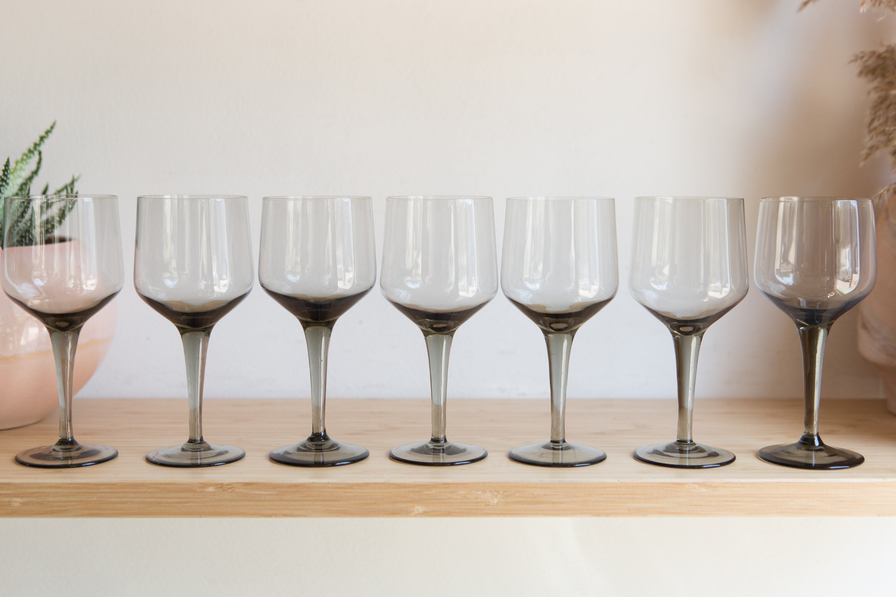 10 Smoke Grey Wine Glasses Set of Vintage 8oz Small Orrefors Rhapsody