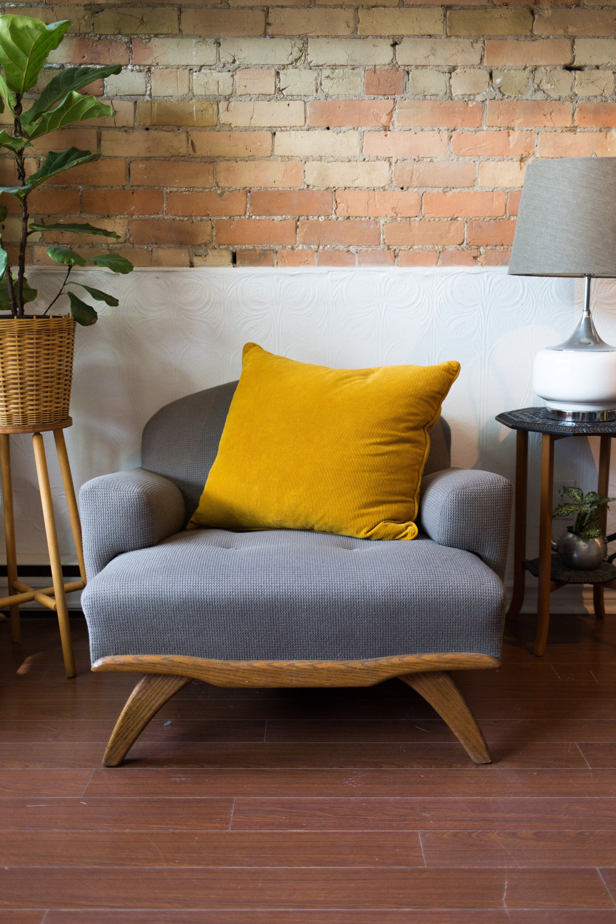 Vintage Yellow Pillow 20x22 Down Filled Mustard Yellow Corduroy Decorative Throw Pillow