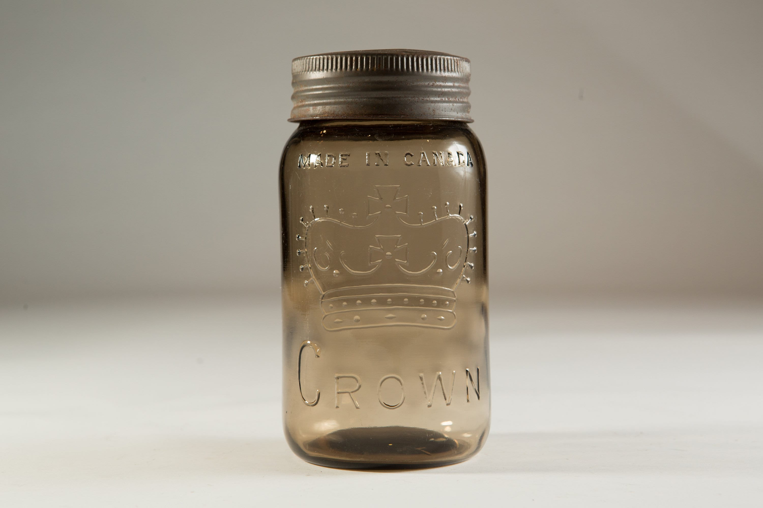 1940's Crown Canning Mason Jar with Brown Tinted Glass (Made in Canada) Farmhouse Decor Quart