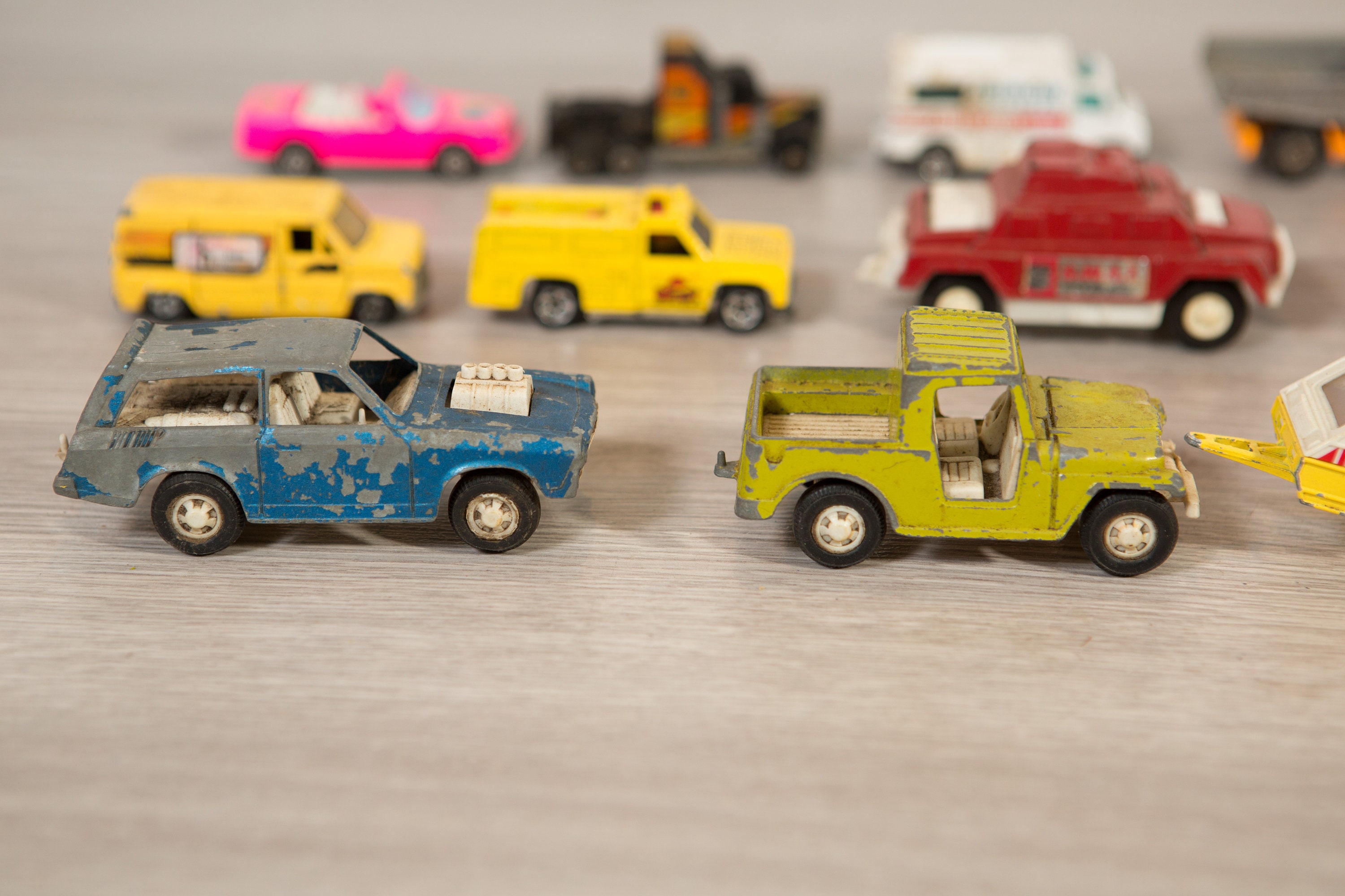 17 Vintage Metal Truck Toys Small Collectible Metal Child's Cars / Toys